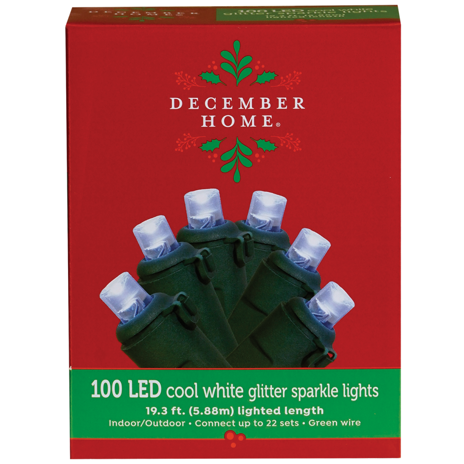 slide 1 of 2, December Home Glitter Sparkle LED Lights, Cool White, 100 count, 100 ct