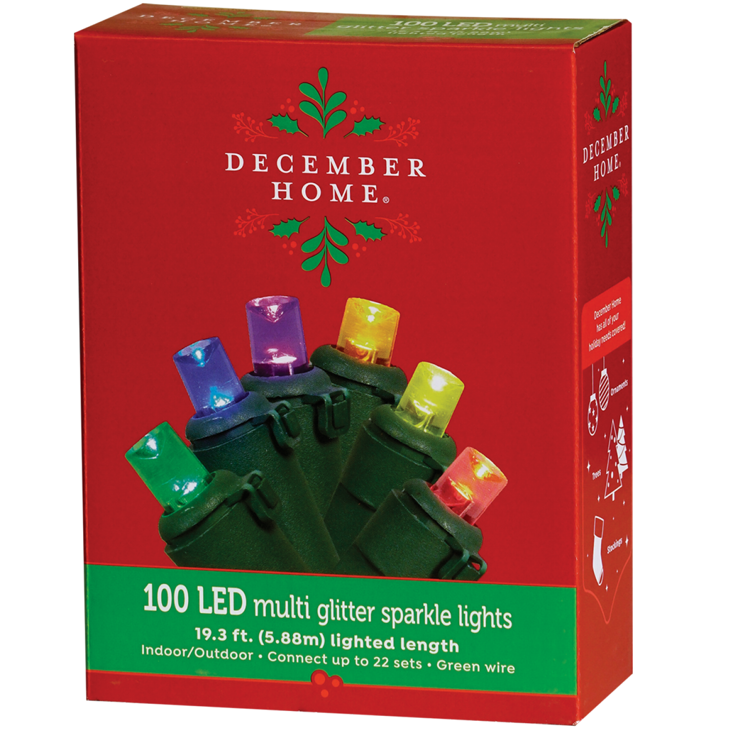 slide 2 of 2, December Home Glitter Sparkle LED Lights, Multi, 100 Count, 100 ct