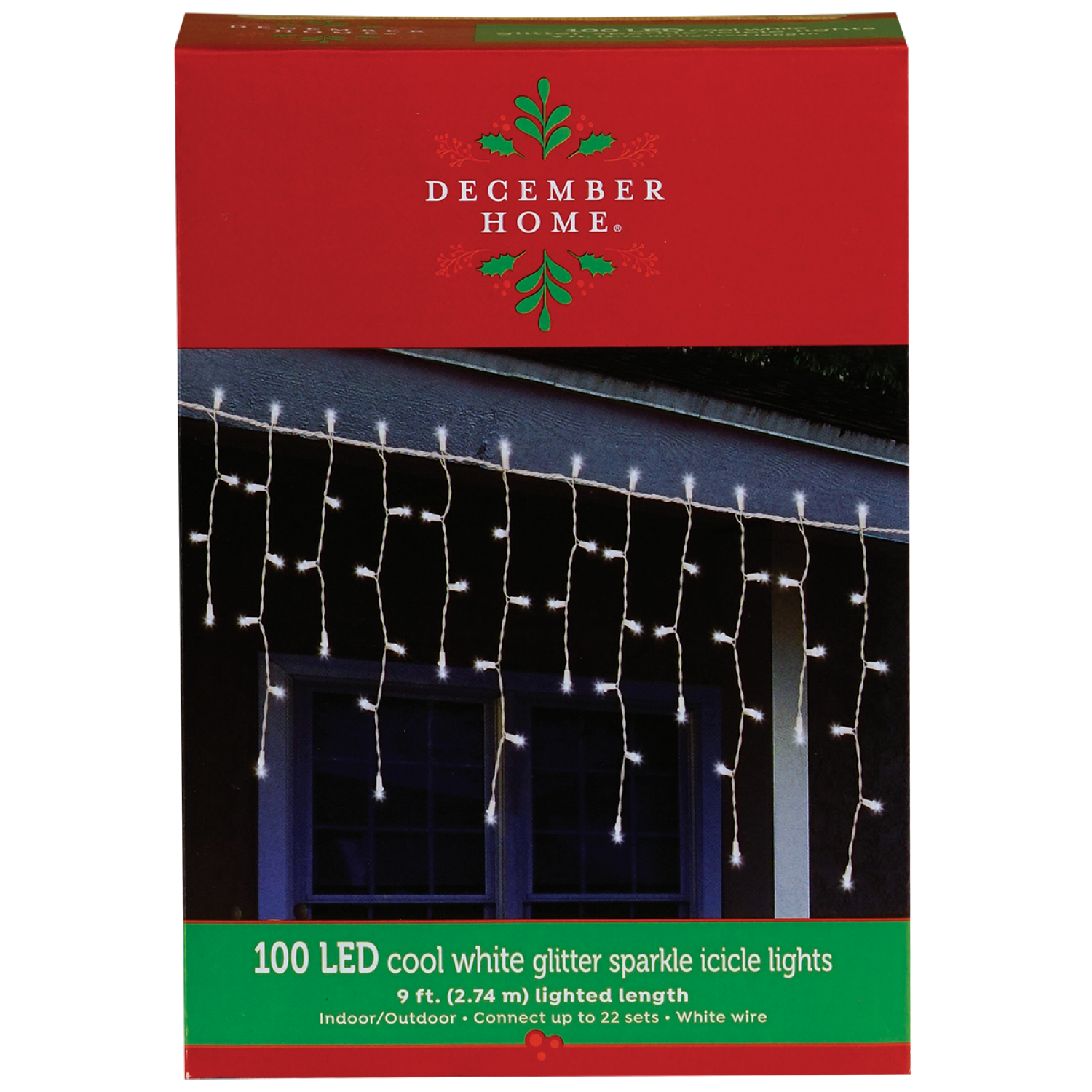 slide 1 of 2, December Home Glitter Sparkle LED Icicle Lights, Cool White, 10.3 ft