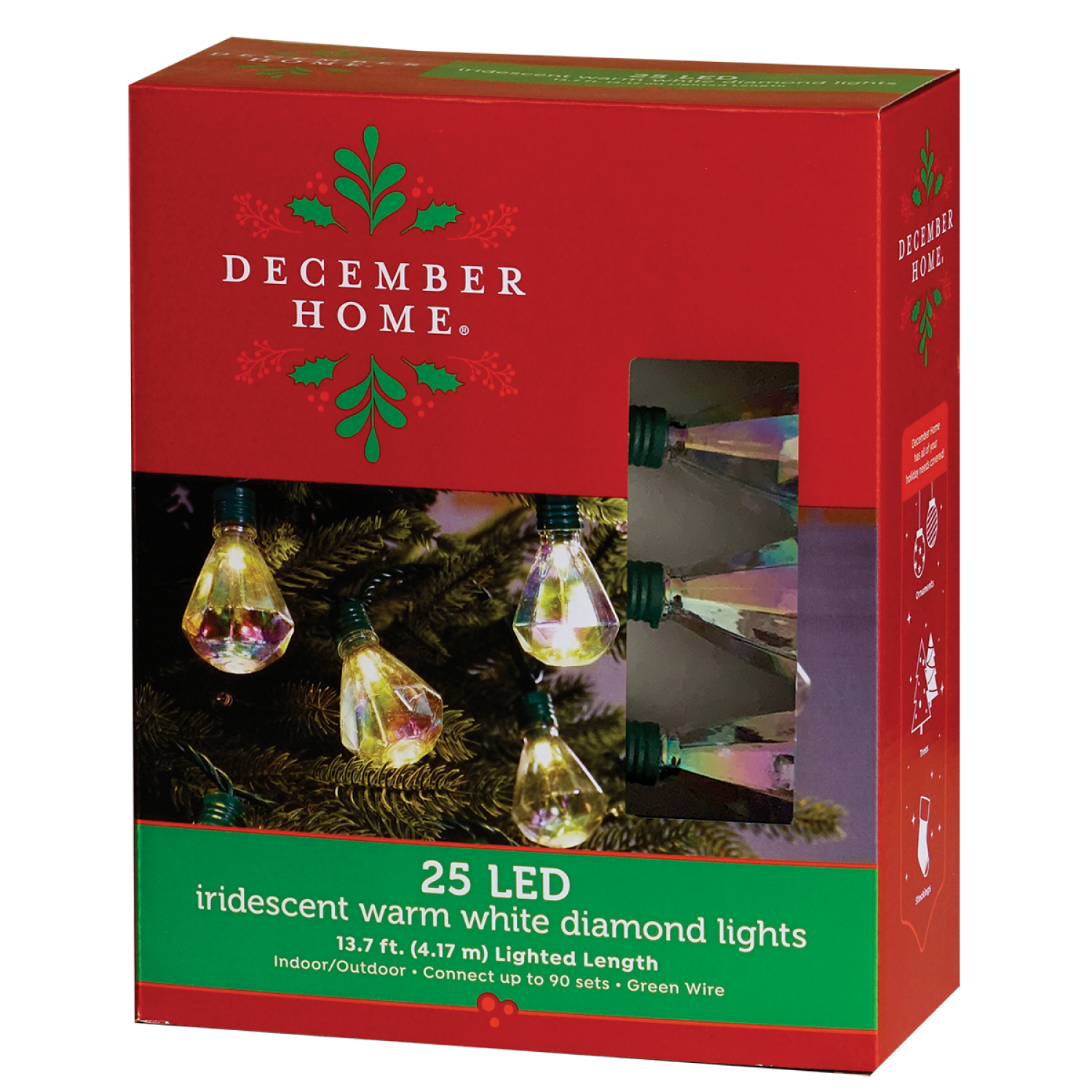 slide 2 of 2, December Home Iridescent LED Diamond Lights, Warm White, 25 Count, 25 ct