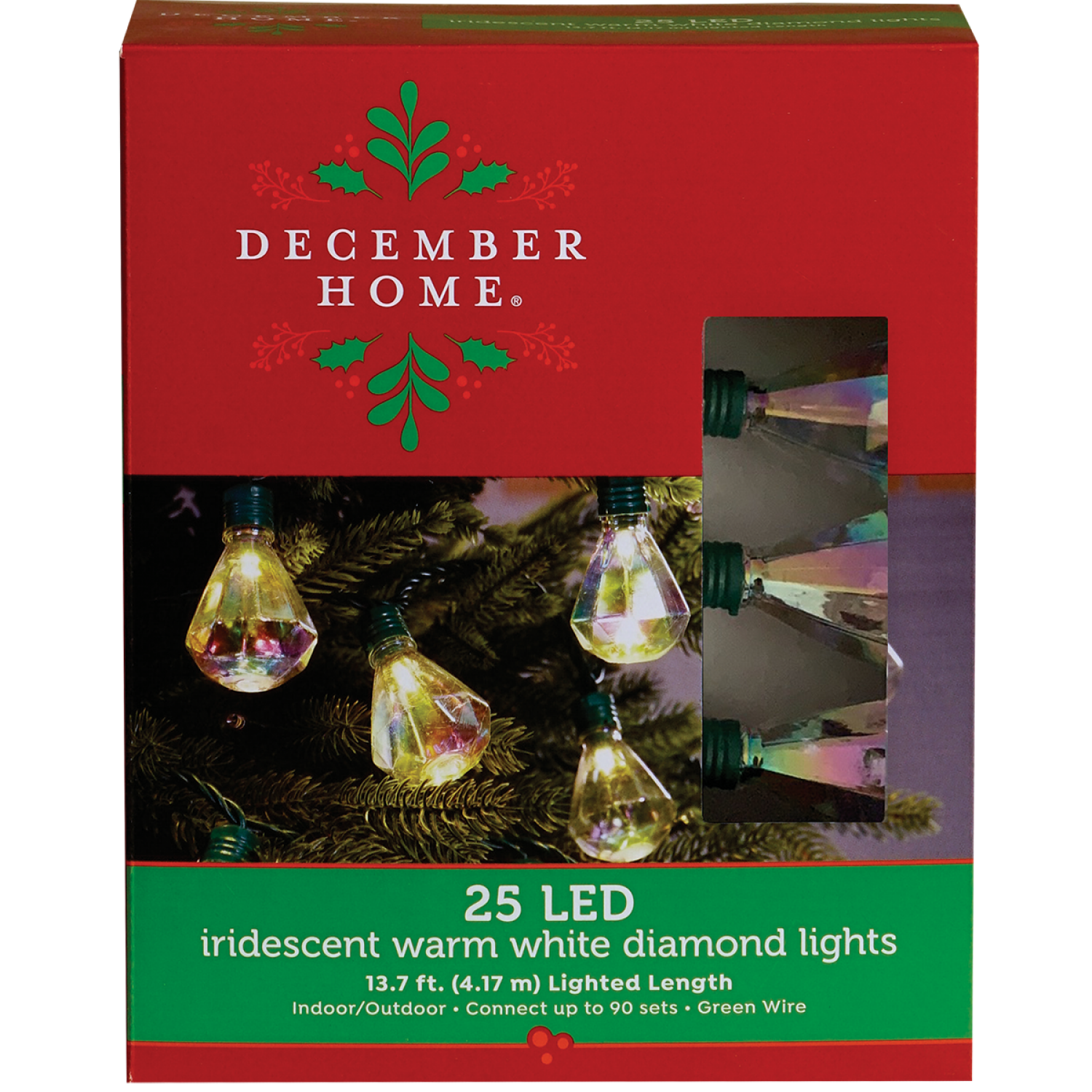 slide 1 of 2, December Home Iridescent LED Diamond Lights, Warm White, 25 Count, 25 ct