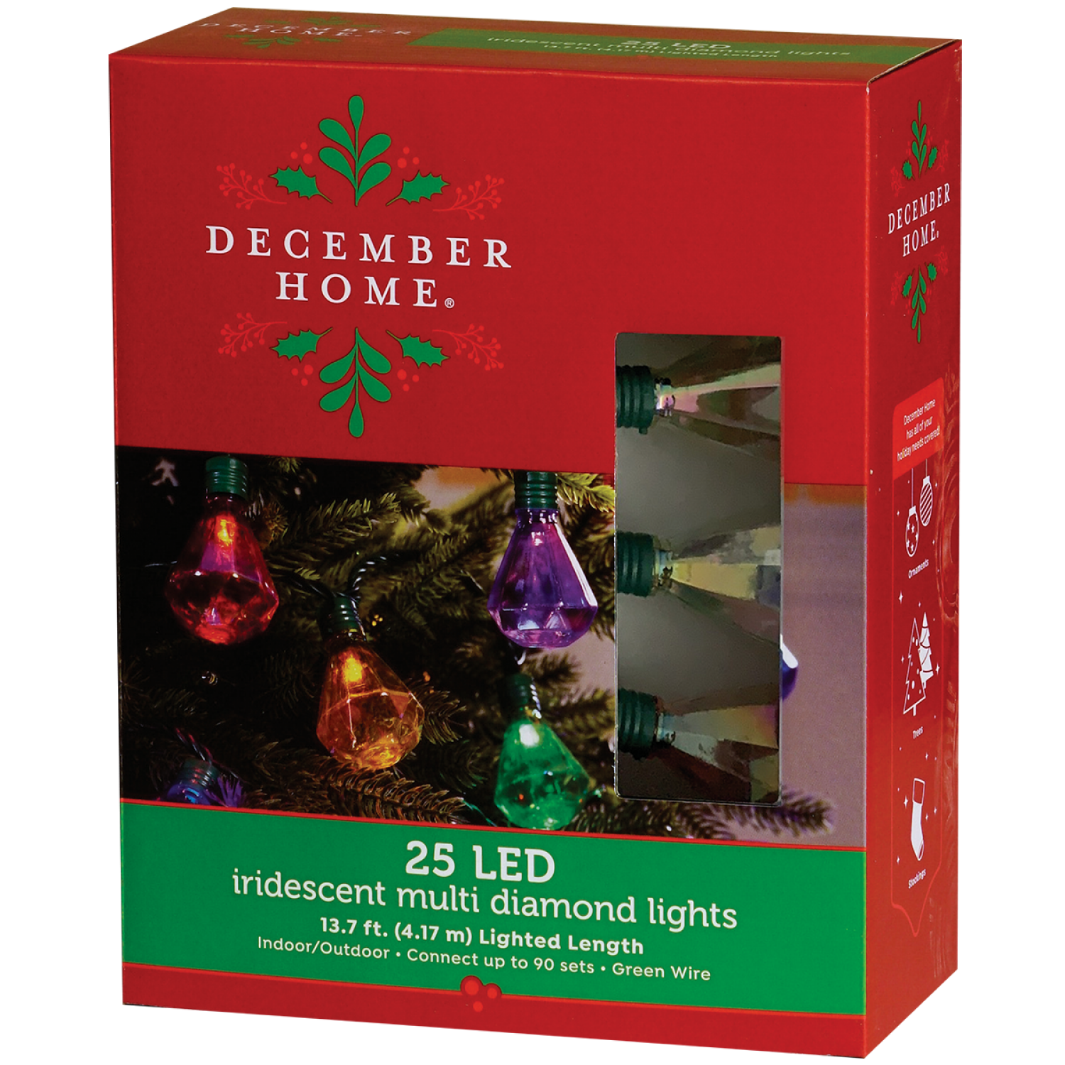 slide 2 of 2, December Home Iridescent LED Diamond Lights, Multi, 25 Count, 25 ct