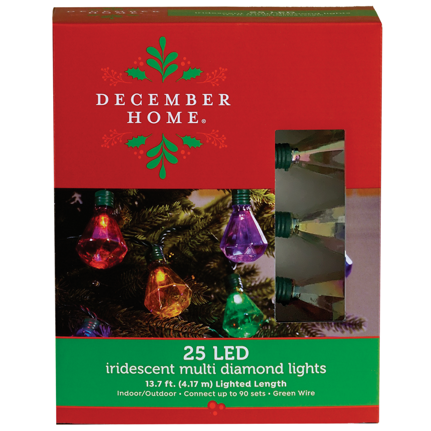 slide 1 of 2, December Home Iridescent LED Diamond Lights, Multi, 25 Count, 25 ct