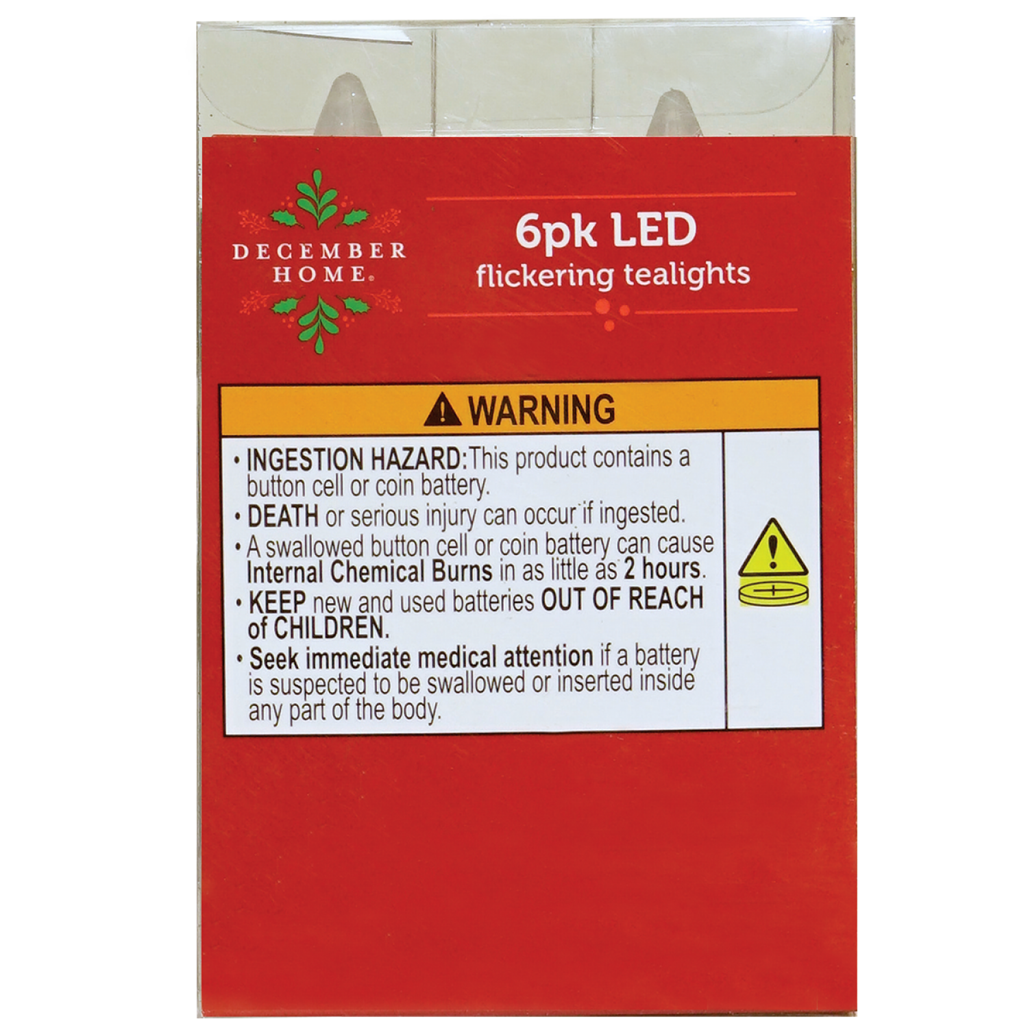 slide 1 of 2, December Home Flicker LED Tealight Candle, 6 Pack, Silver, 6 ct