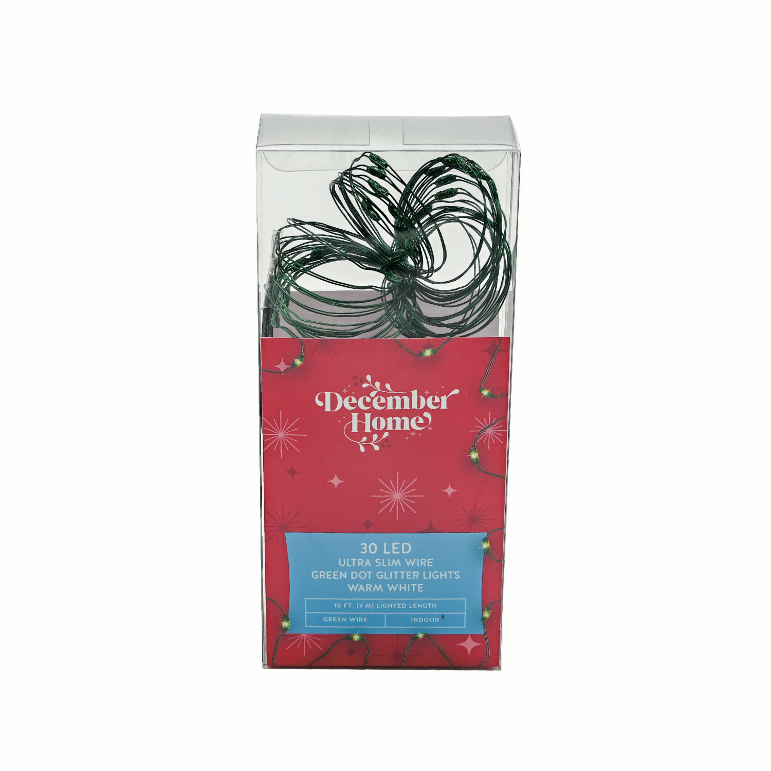 slide 3 of 6, December Home LED Slim Wire Lights, 10 Foot / 30 Count, Assorted Styles, 30 ct