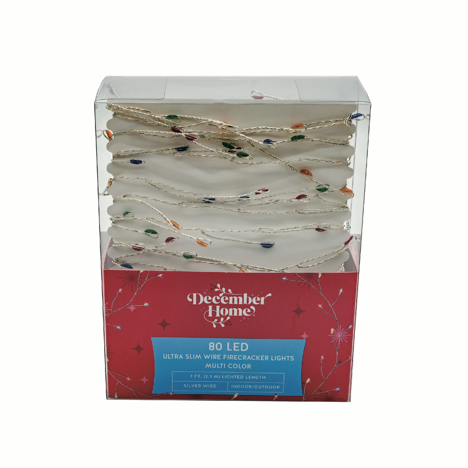 slide 4 of 5, December Home LED Firecracker Lights, 7 Foot / 80 Count, 80 ct