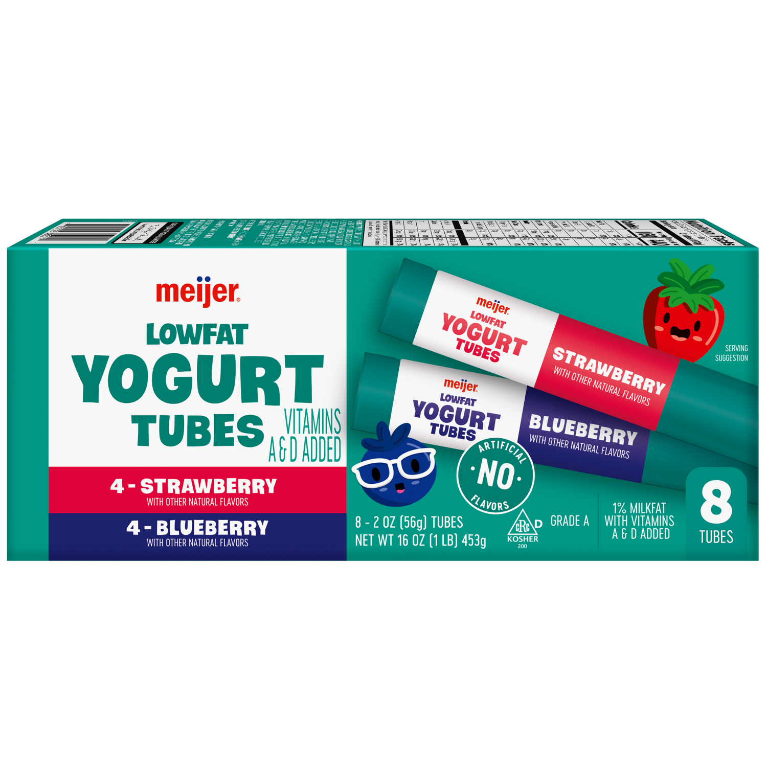 slide 2 of 6, Meijer Low Fat Yogurt Tubes, Strawberry and Blueberry, 8 ct, 8 ct