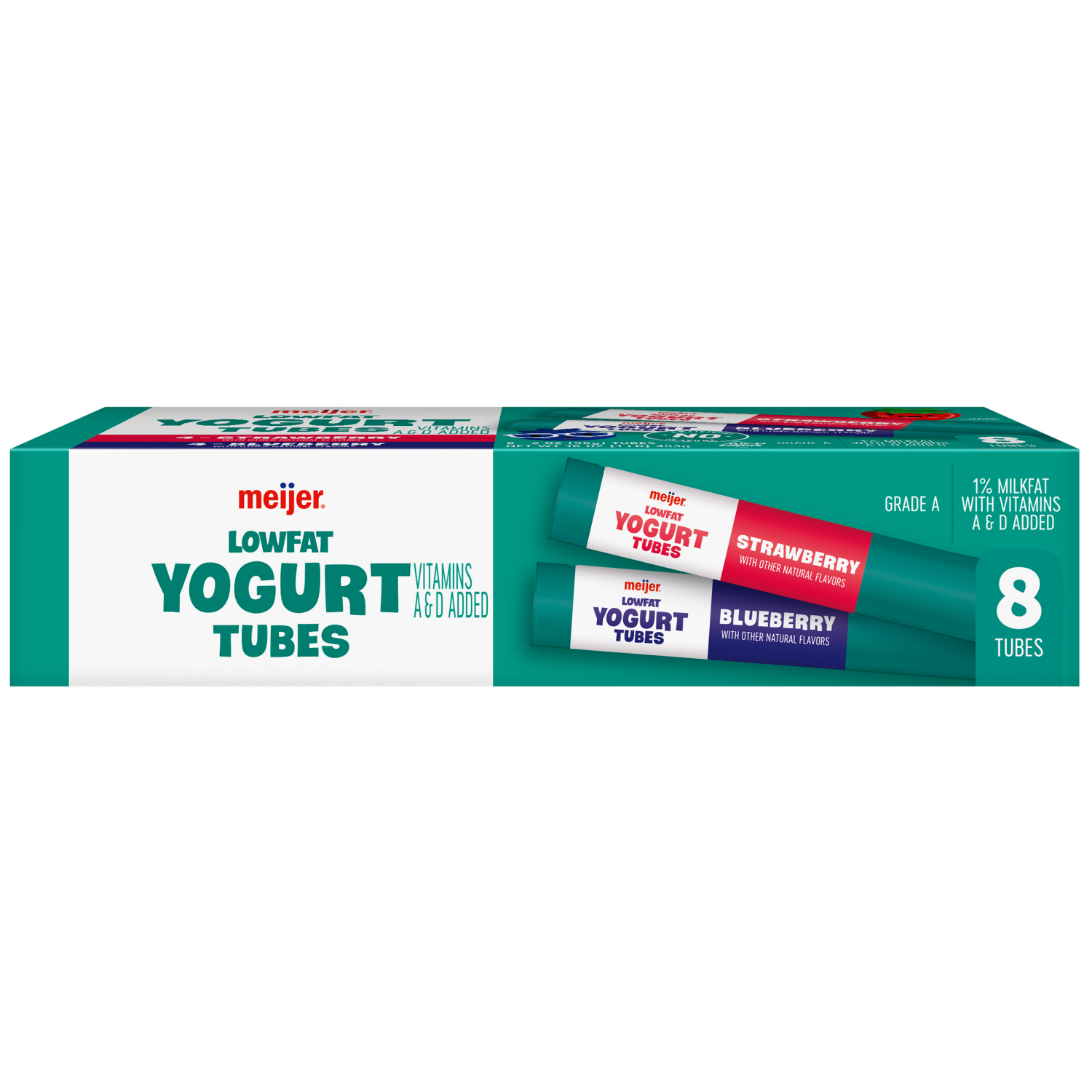 slide 3 of 6, Meijer Low Fat Yogurt Tubes, Strawberry and Blueberry, 8 ct, 8 ct