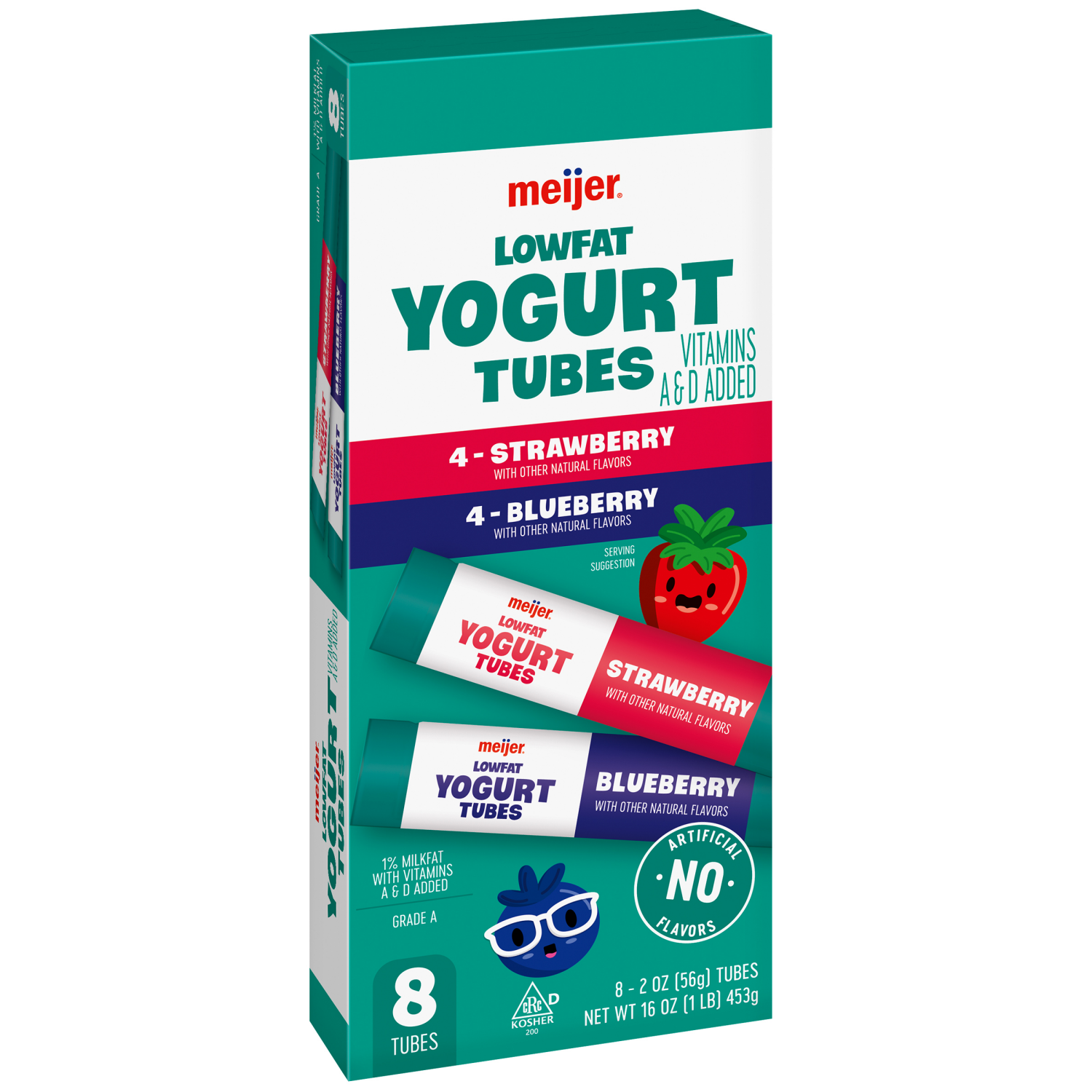 slide 5 of 6, Meijer Low Fat Yogurt Tubes, Strawberry and Blueberry, 8 ct, 8 ct