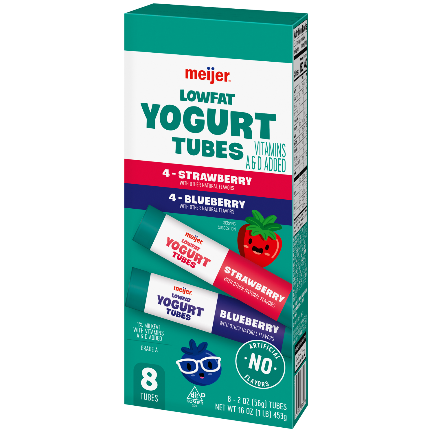 slide 6 of 6, Meijer Low Fat Yogurt Tubes, Strawberry and Blueberry, 8 ct, 8 ct