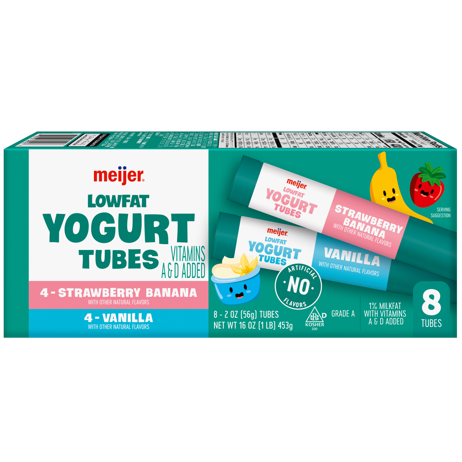 slide 2 of 6, Meijer Low Fat Yogurt Tubes, Strawberry Banana and Vanilla, 8 ct, 8 ct