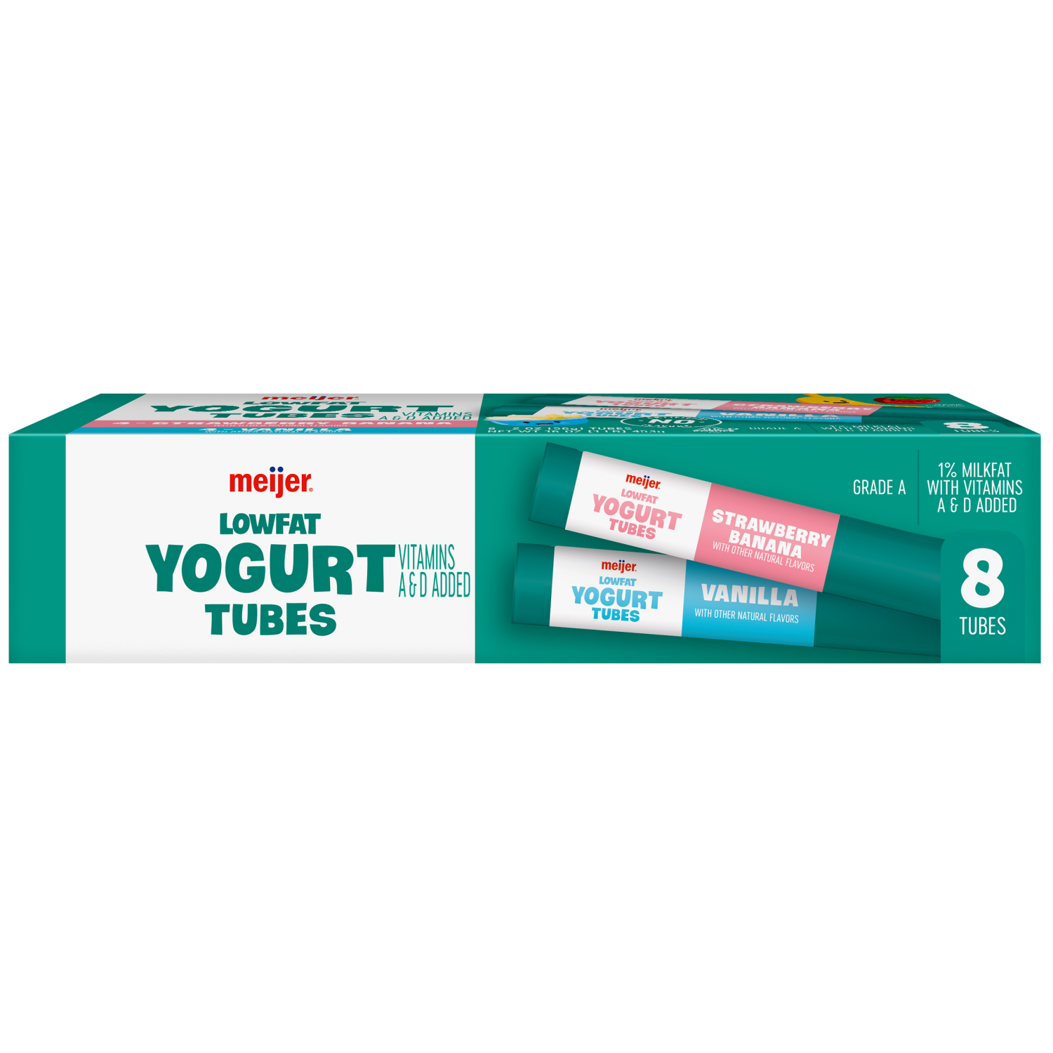 slide 3 of 6, Meijer Low Fat Yogurt Tubes, Strawberry Banana and Vanilla, 8 ct, 8 ct