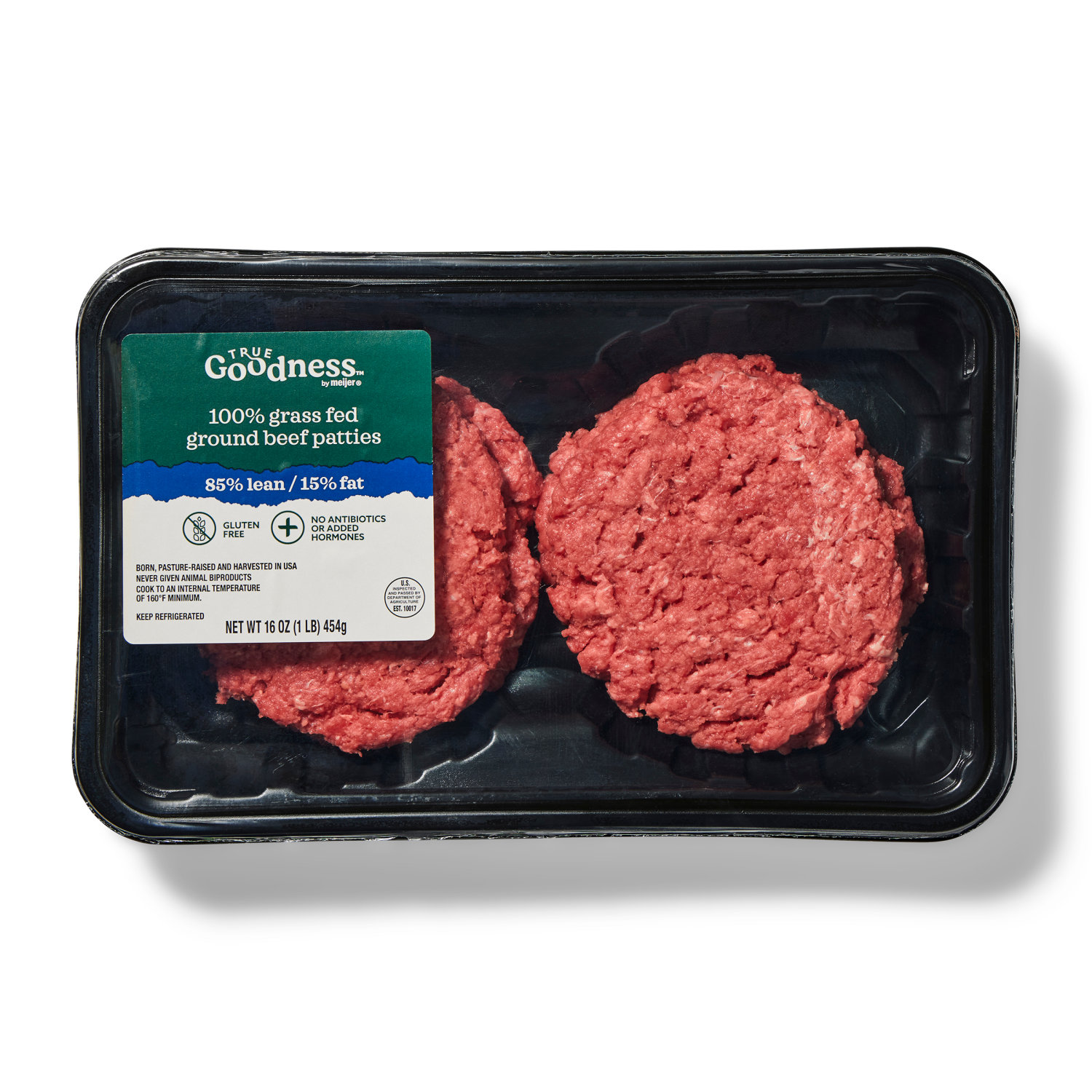 slide 1 of 2, True Goodness 85/15 Grass Fed Ground Beef Patties, 4 CT, 1 LB, 4 ct; 1 lb