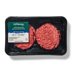 True Goodness 85/15 Grass Fed Ground Beef Patties, 4 CT, 1 LB