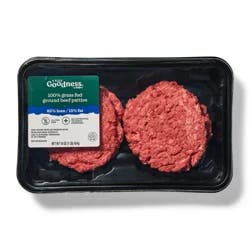 True Goodness 85/15 Grass Fed Ground Beef Patties, 4 CT, 1 LB