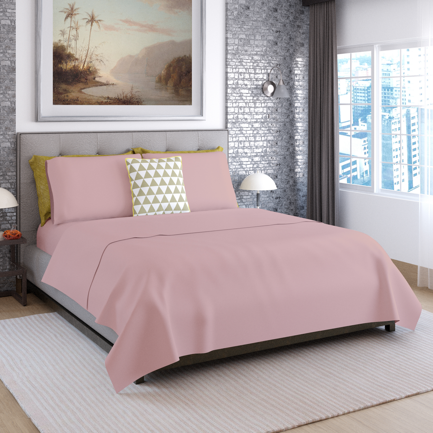 slide 4 of 4, ROOM & RETREAT RR 600 Thread Counts Sheet Set, Full, 4 pc set, Mauve, 4 ct