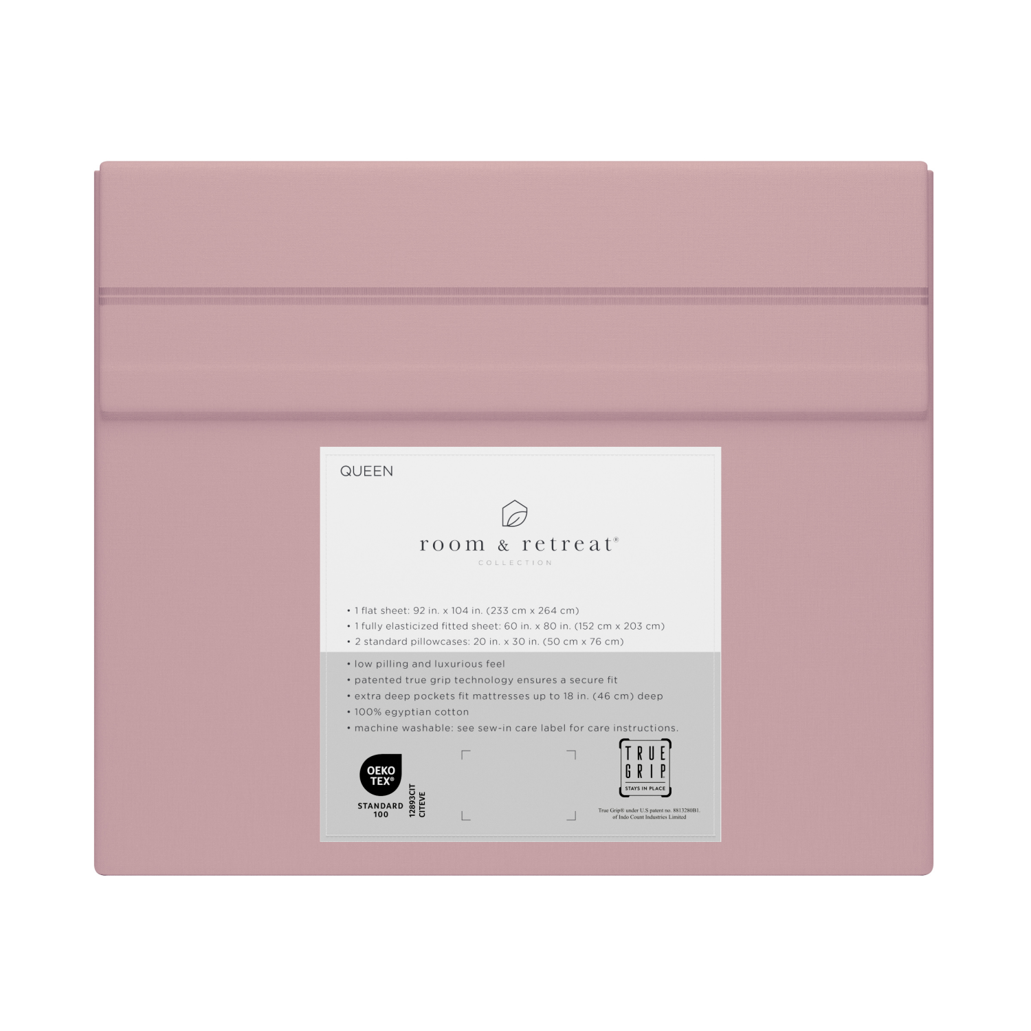 slide 3 of 4, ROOM & RETREAT RR 600 Thread Counts Sheet Set, Queen, 4 pc set, Mauve, 4 ct