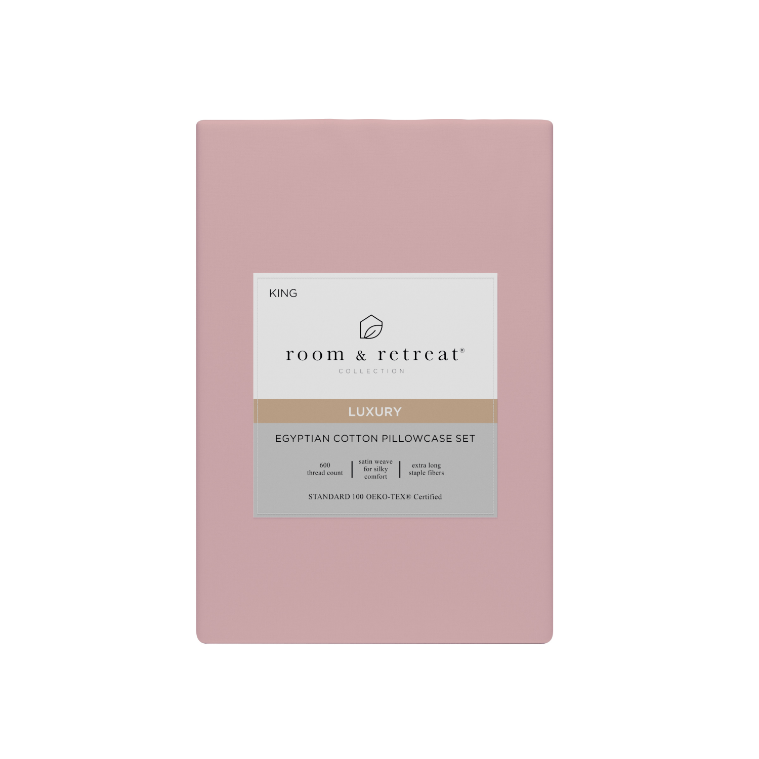 slide 1 of 4, ROOM & RETREAT RR 600 Thread Counts Pillowcase, King, 2 pc set, Mauve, 2 ct