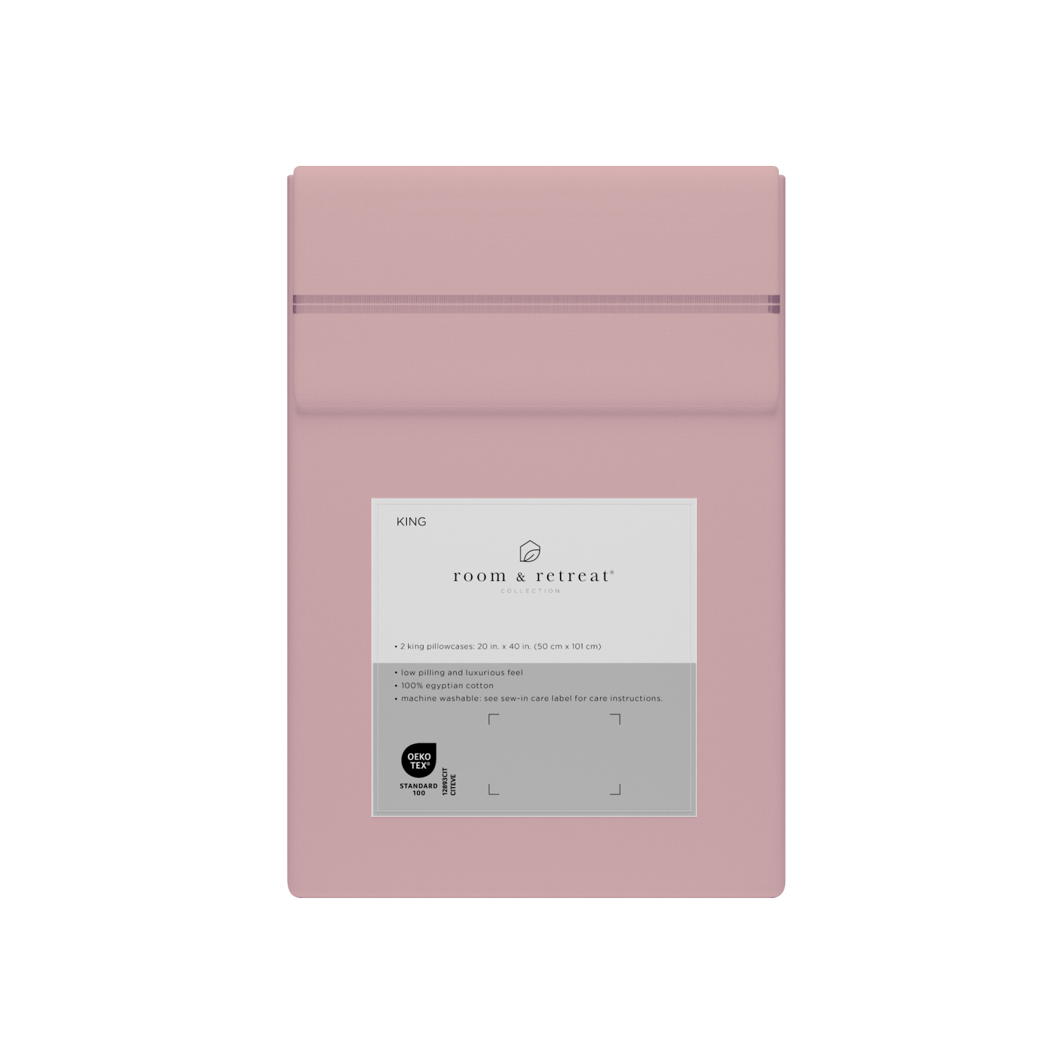 slide 3 of 4, ROOM & RETREAT RR 600 Thread Counts Pillowcase, King, 2 pc set, Mauve, 2 ct