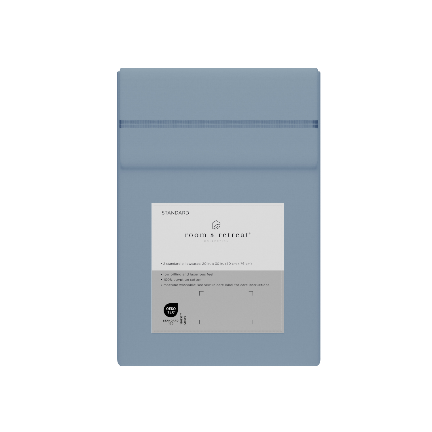 slide 3 of 4, ROOM & RETREAT RR 600 Thread counts Pillowcase, Standard, 2 pc set, Ashley Blue, 2 ct