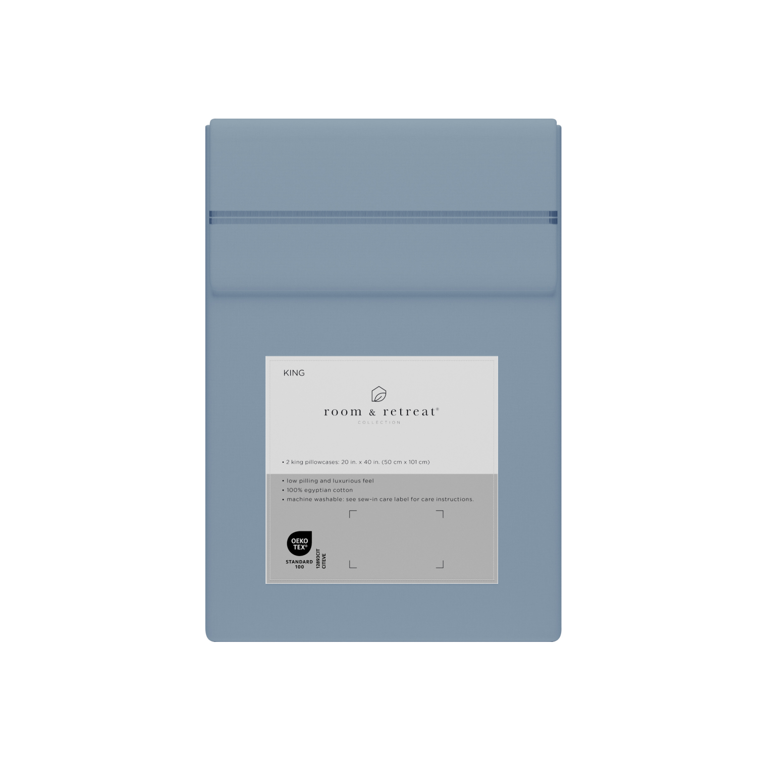 slide 3 of 4, ROOM & RETREAT RR 600 Thread Counts Pillowcase, King, 2 pc set, Ashley Blue, 2 ct