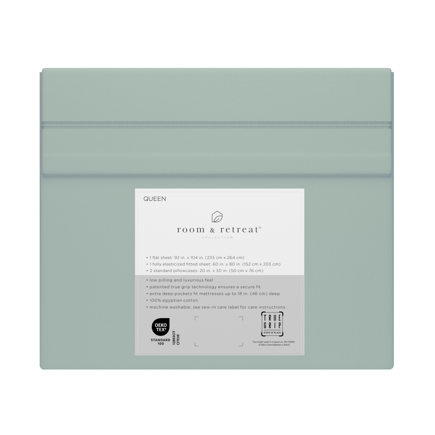 slide 3 of 4, ROOM & RETREAT RR 600 Thread Counts Sheet Set, Queen, 4 pc set, Aqua Gray, 4 ct