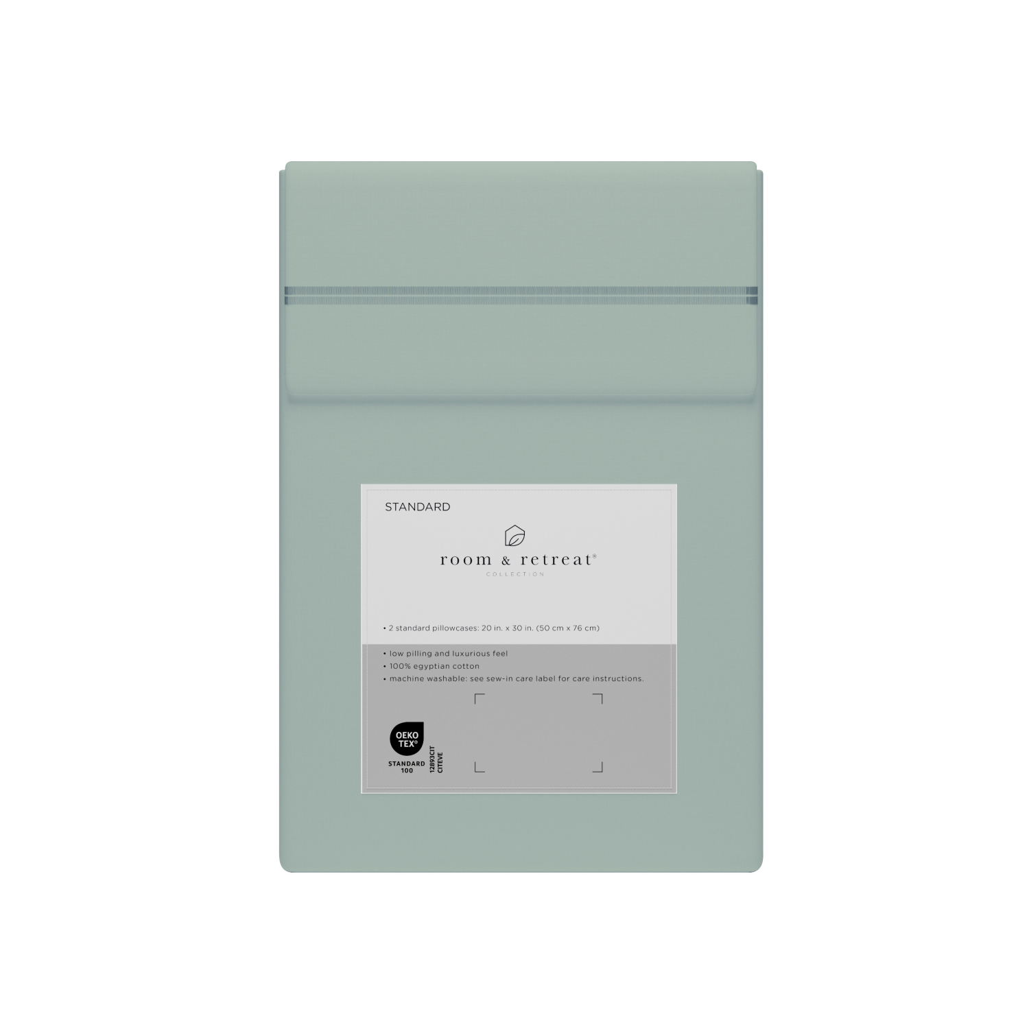 slide 3 of 4, ROOM & RETREAT RR 600 Thread Counts Pillowcase, Standard, 2 pc set, Aqua Gray, 2 ct