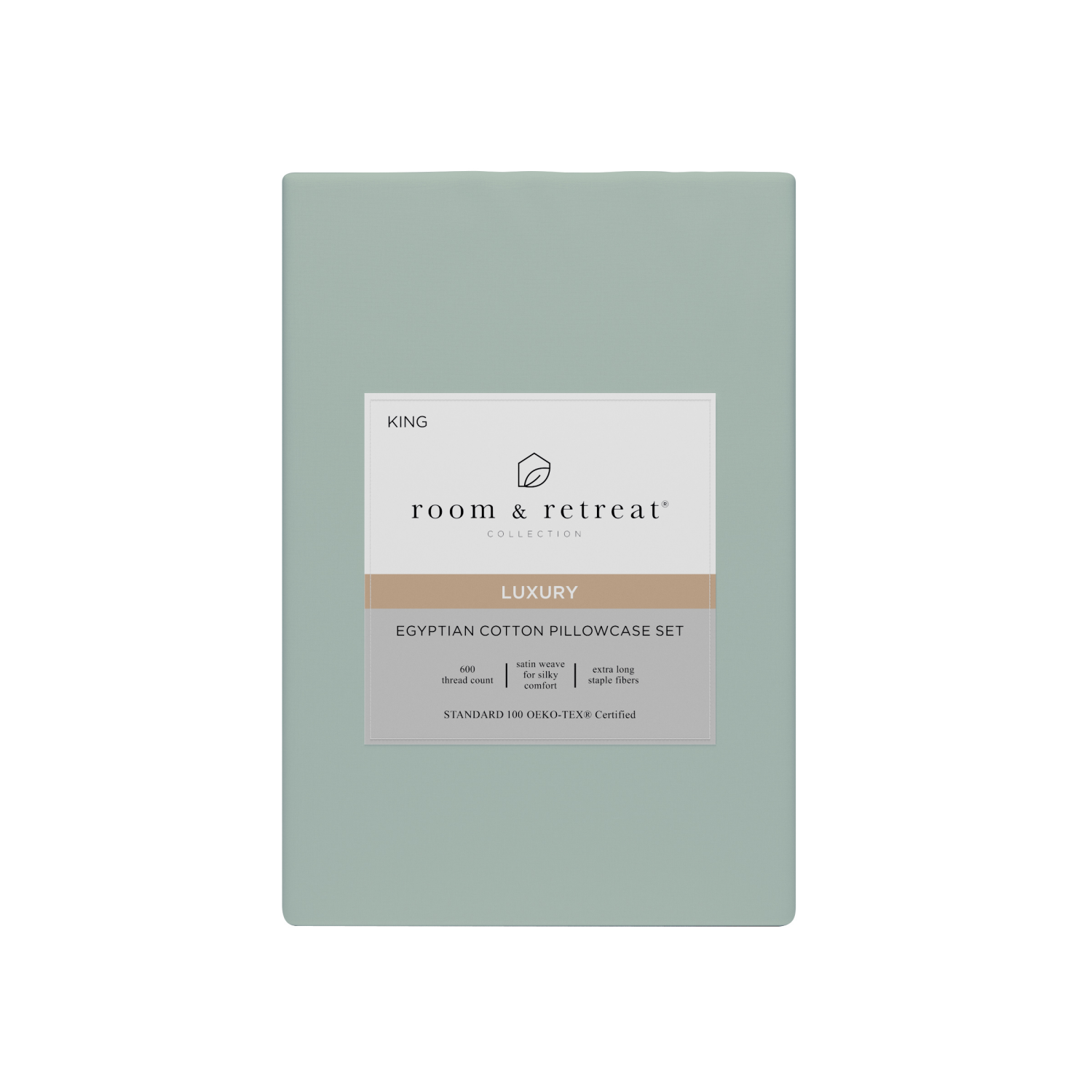 slide 1 of 4, ROOM & RETREAT RR 600 Thread Counts Pillowcase, King, 2 pc set, Aqua Gray, 2 ct