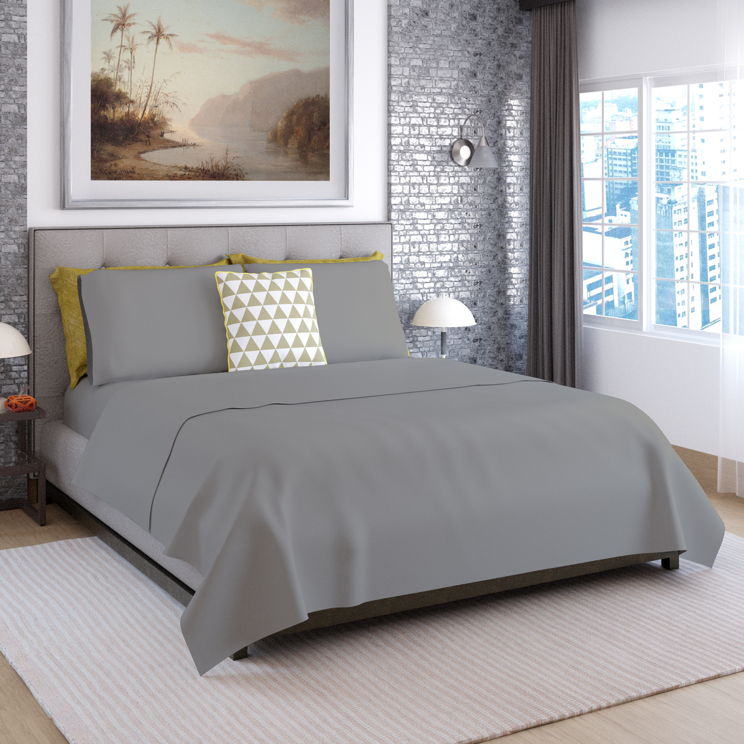 slide 4 of 4, ROOM & RETREAT RR 600 Thread Counts Sheet Set, Queen, 4 pc set, Dark Grey, 4 ct