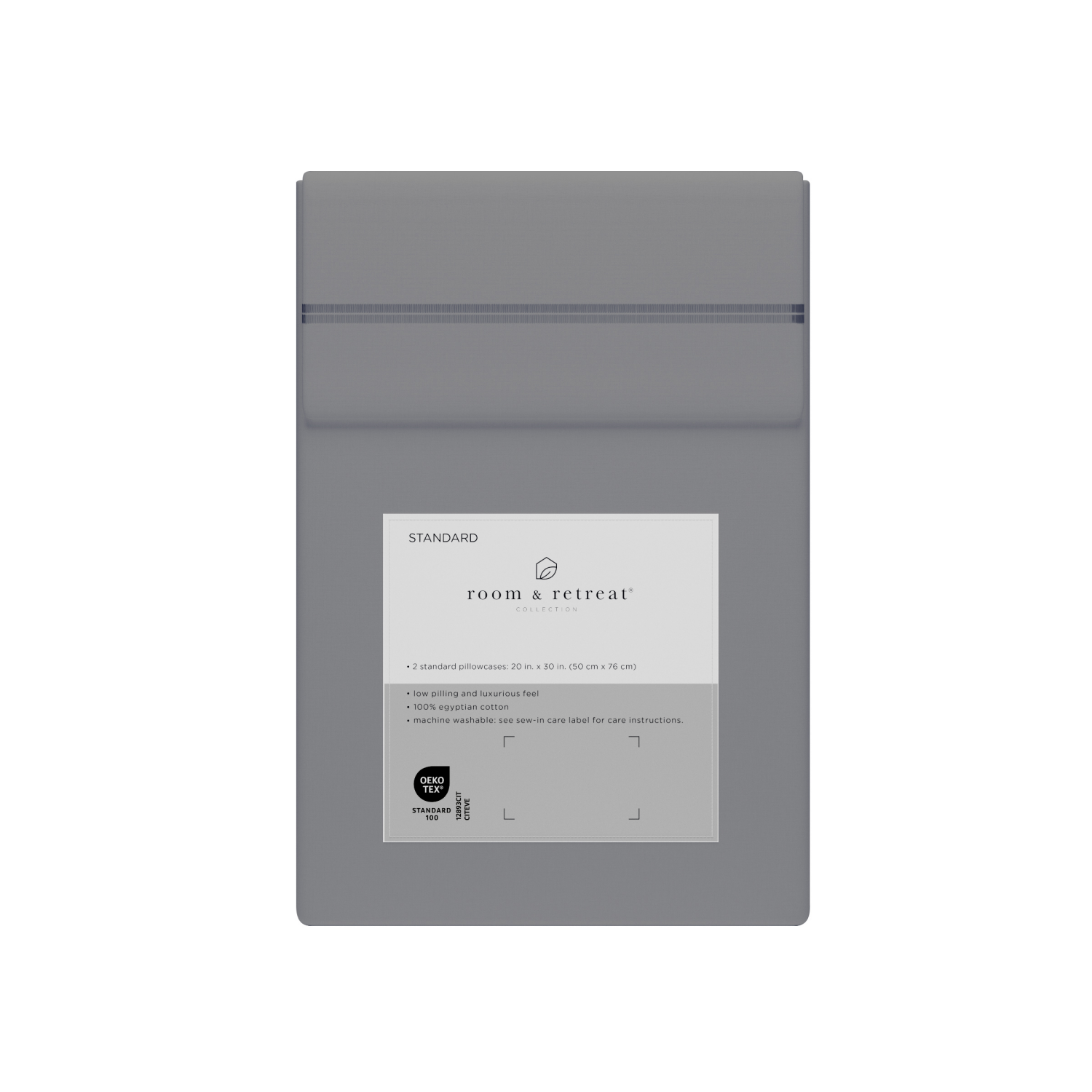 slide 3 of 4, ROOM & RETREAT RR 600 Thread Counts Pillowcase, Standard, 2 pc set, Dark Grey, 2 ct