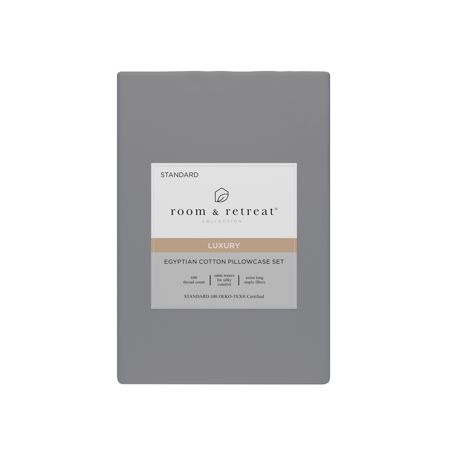 slide 1 of 4, ROOM & RETREAT RR 600 Thread Counts Pillowcase, Standard, 2 pc set, Dark Grey, 2 ct