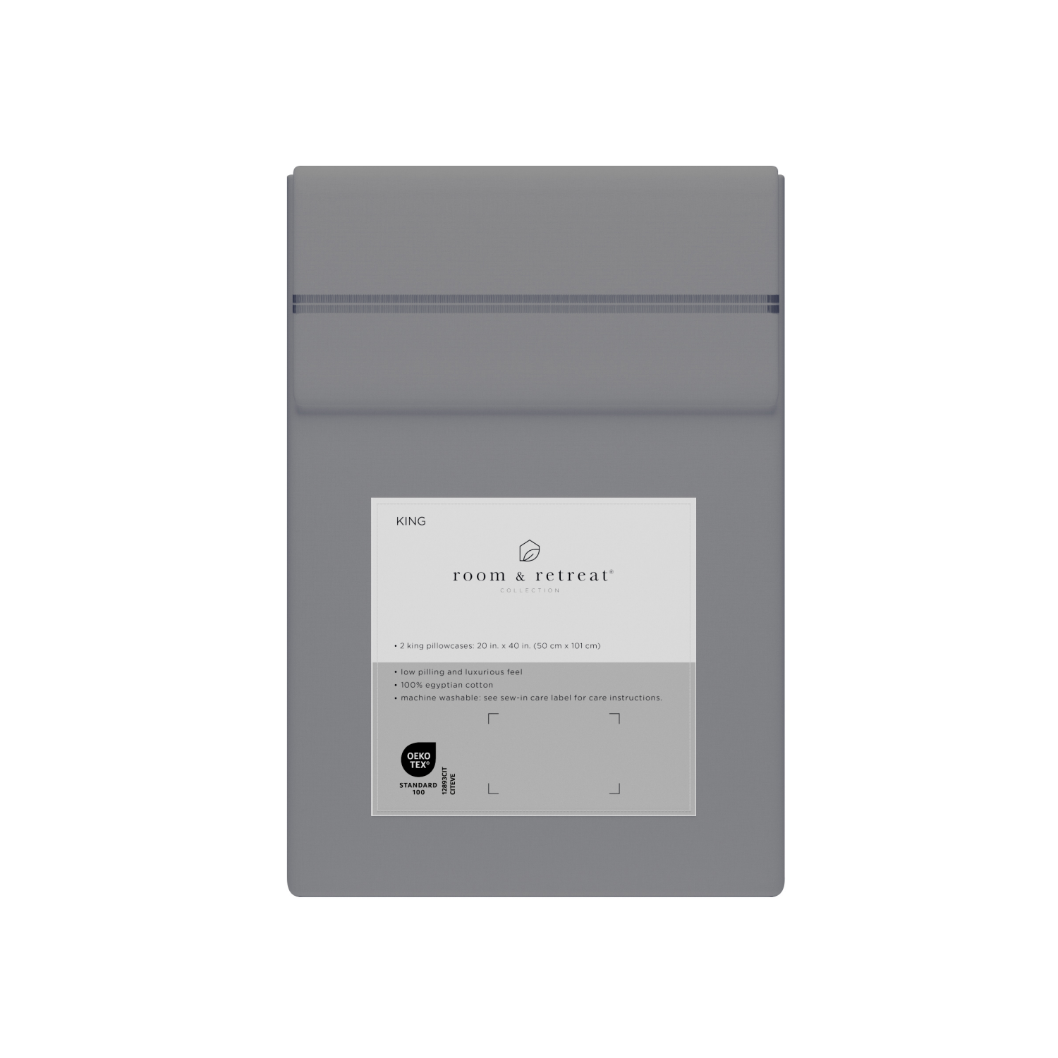 slide 3 of 4, ROOM & RETREAT RR 600 Thread Counts Pillowcase, King, 2 pc set, Dark Grey, 2 ct