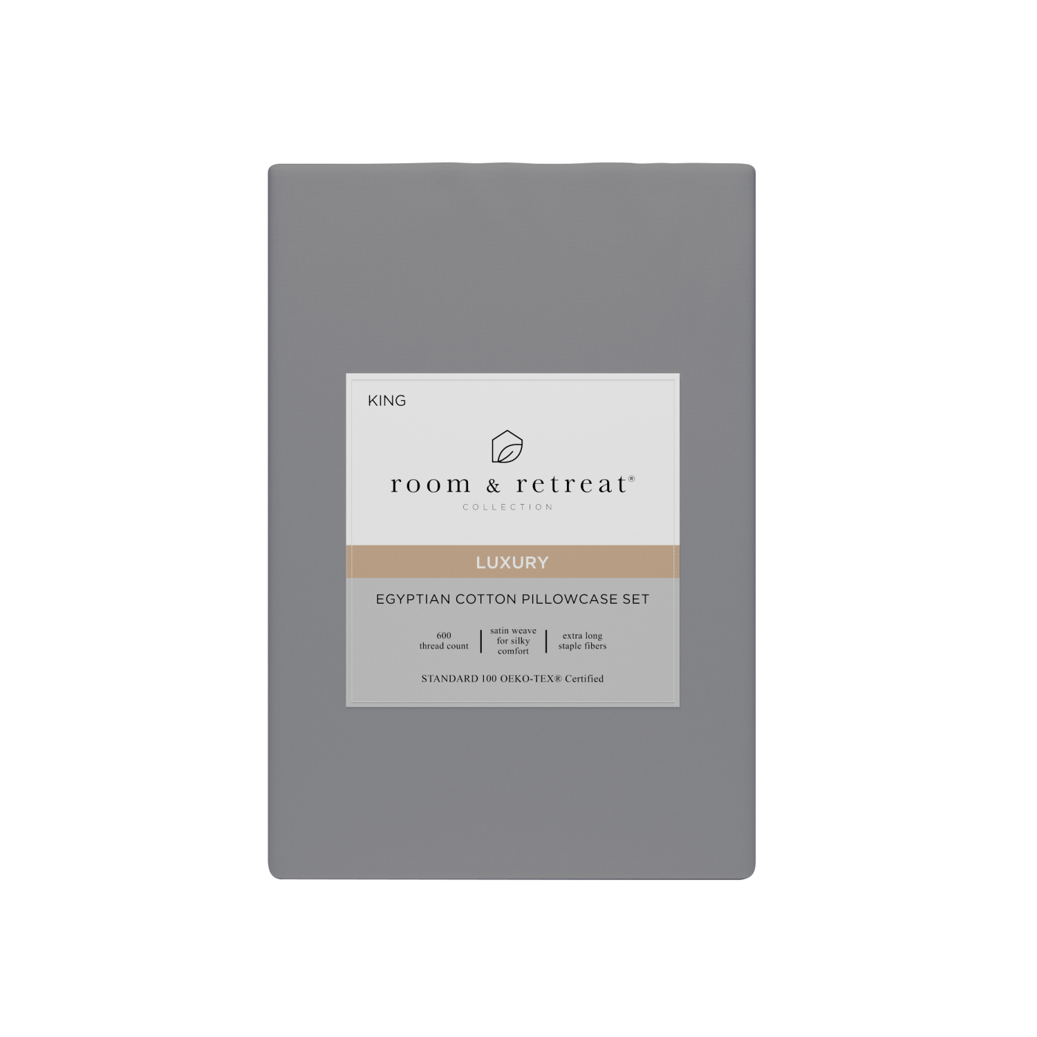 slide 1 of 4, ROOM & RETREAT RR 600 Thread Counts Pillowcase, King, 2 pc set, Dark Grey, 2 ct