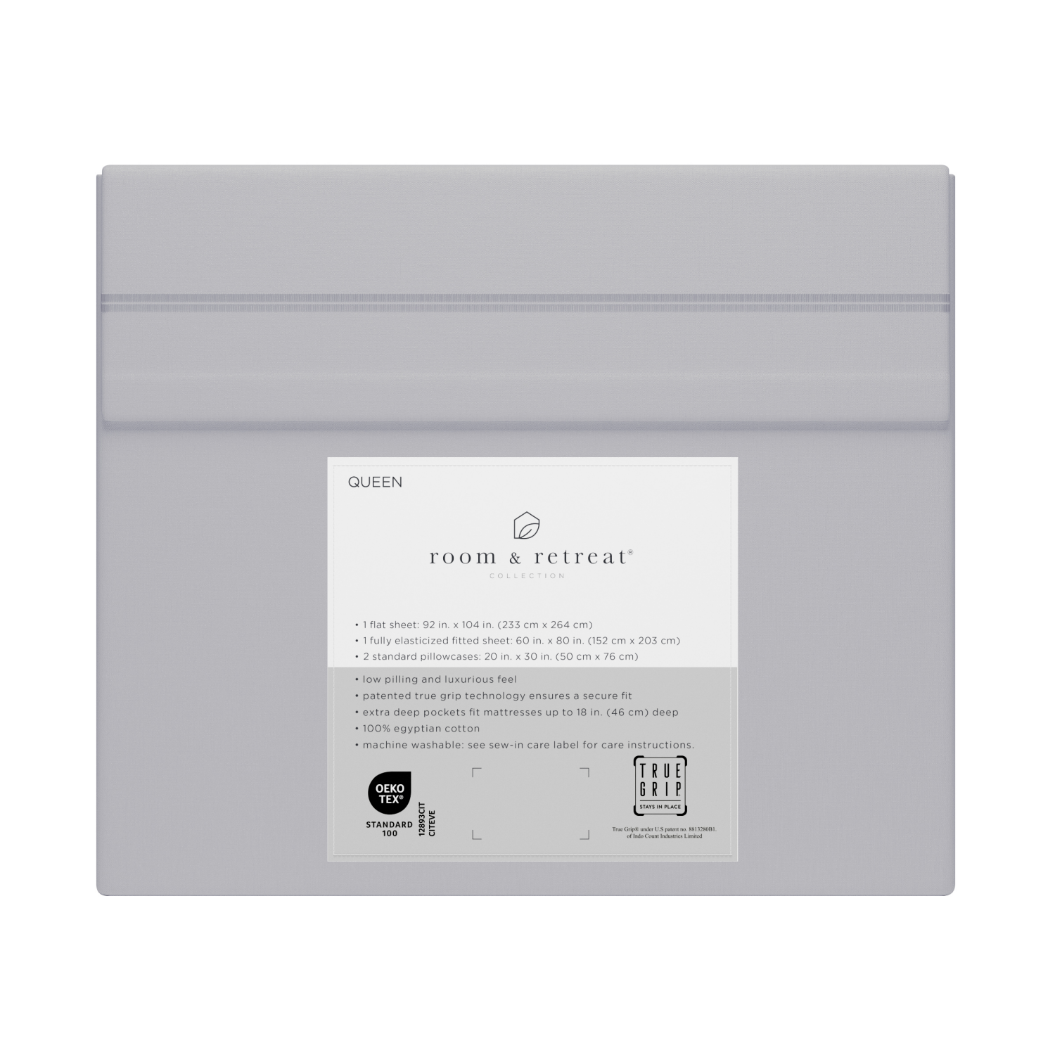 slide 3 of 4, ROOM & RETREAT RR 600 Thread Counts Sheet Set, Queen, 4 pc set, Light Grey, 4 ct