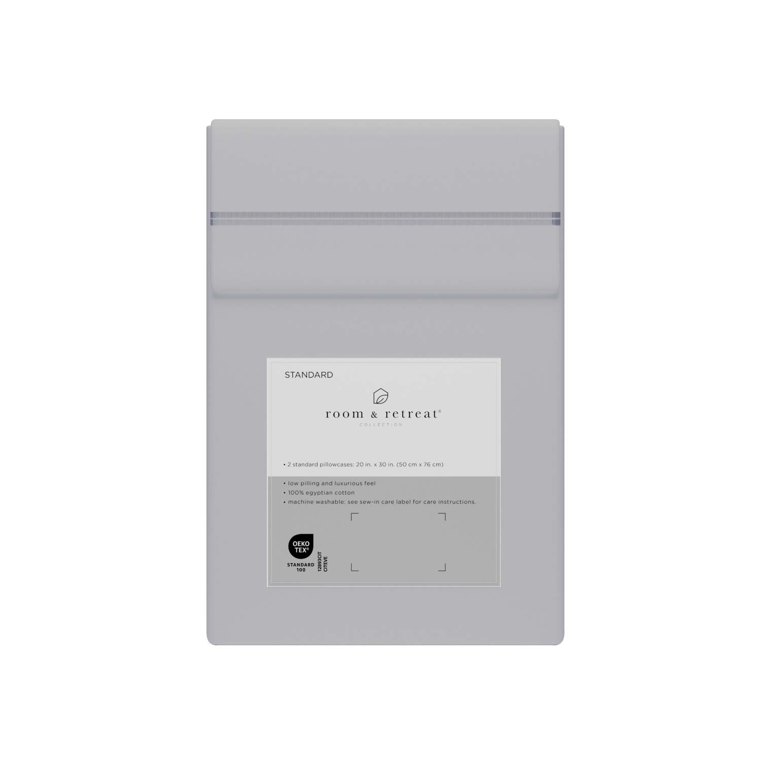 slide 3 of 4, ROOM & RETREAT RR 600 Thread Counts Pillowcase, Standard, 2 pc set, Light Grey, 2 ct