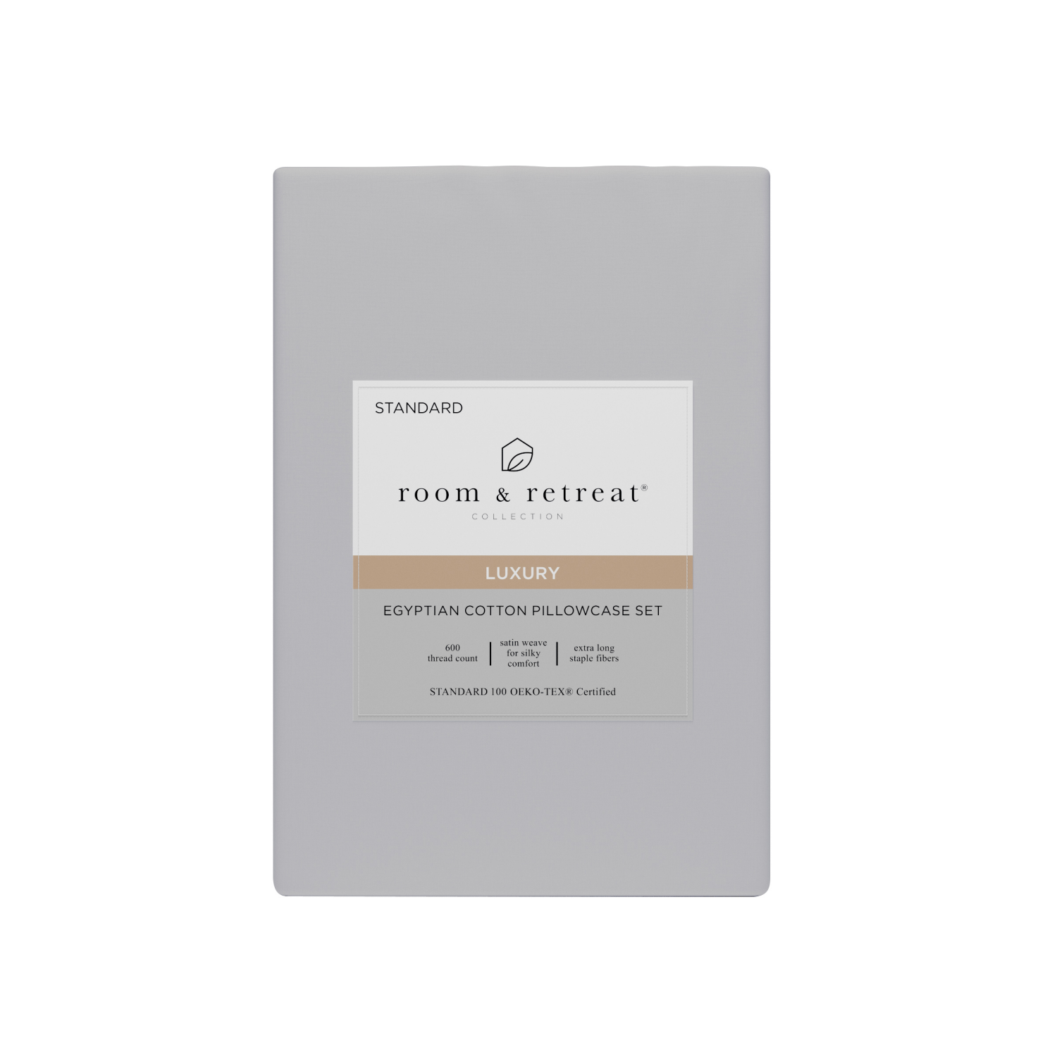 slide 1 of 4, ROOM & RETREAT RR 600 Thread Counts Pillowcase, Standard, 2 pc set, Light Grey, 2 ct