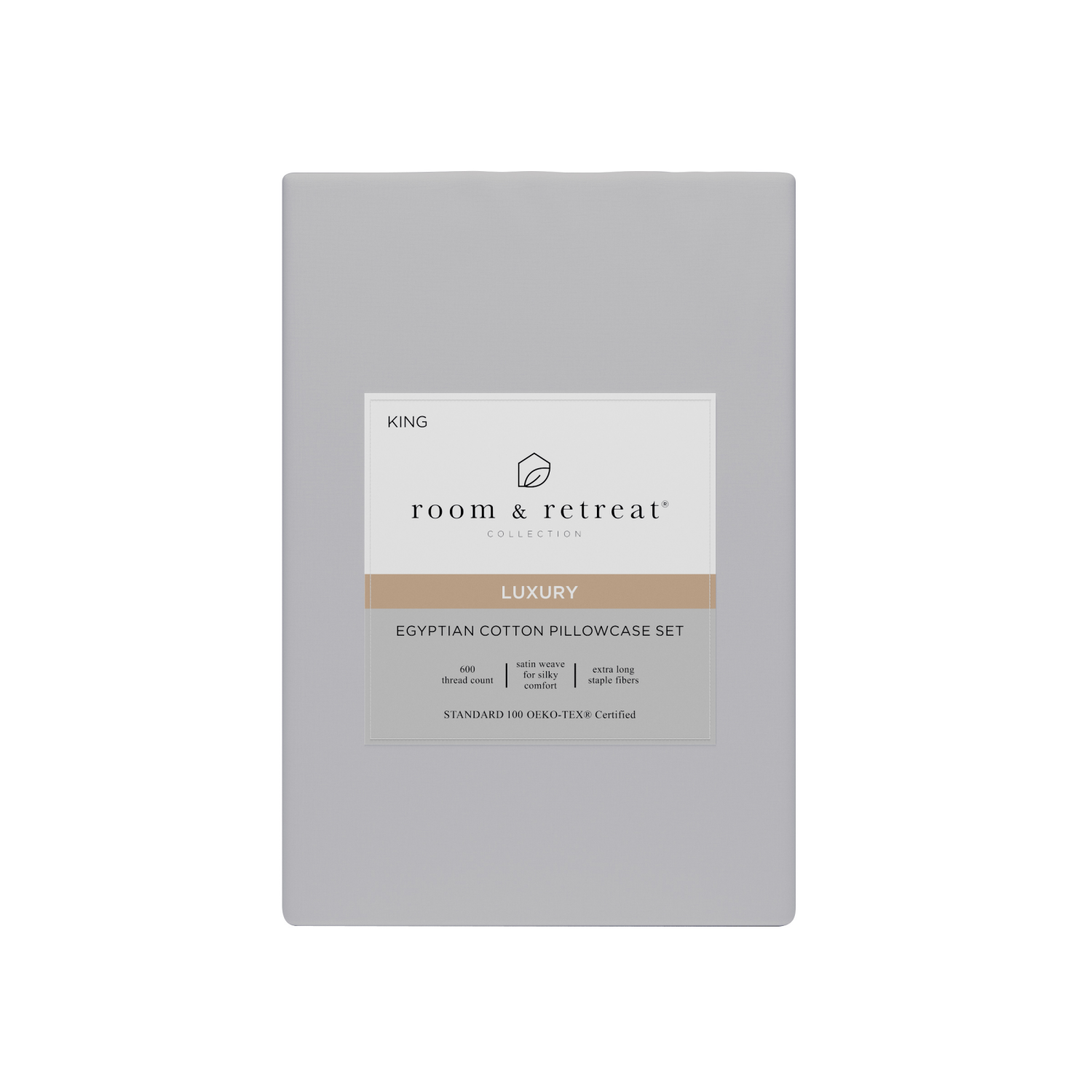 slide 1 of 4, ROOM & RETREAT RR 600 Thread Counts Pillowcase, King, 2 pc set, Light Grey, 2 ct