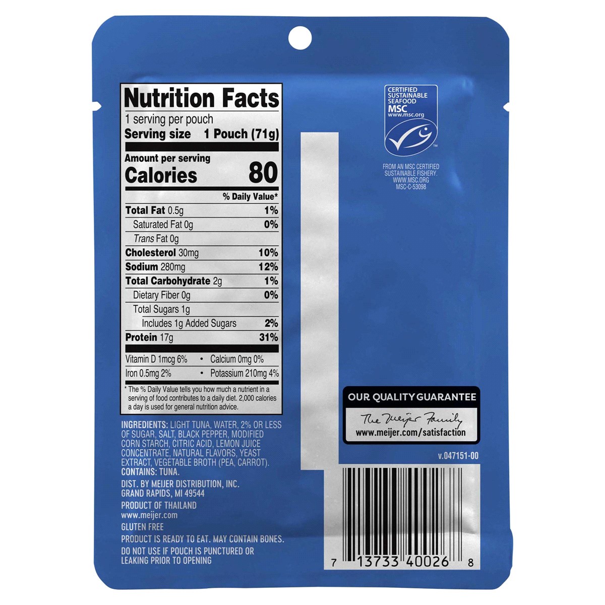 slide 2 of 2, Meijer Lemon & Pepper Tuna Pouch 2.5Oz, 2.5 oz