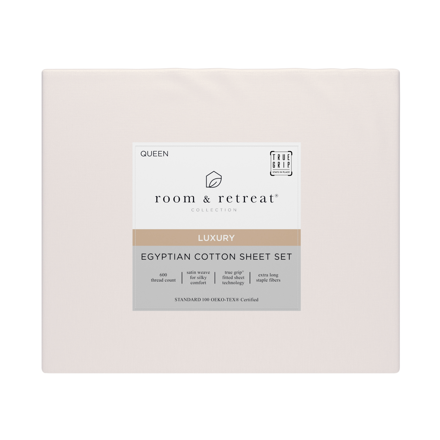 slide 1 of 4, ROOM & RETREAT RR 600 Thread Counts Sheet Set, Queen, 4 pc set, Sugar Swizzle, 4 ct