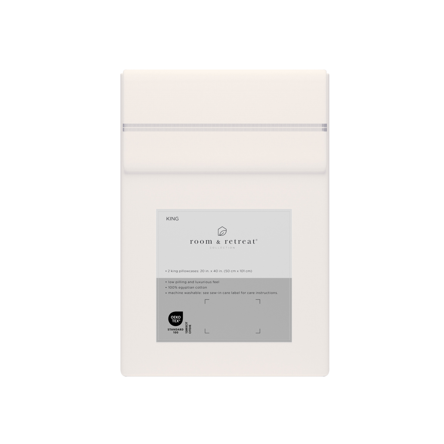 slide 3 of 4, ROOM & RETREAT RR 600 Thread Counts Pillowcase, King, 2 pc set, Sugar Swizzle, 2 ct