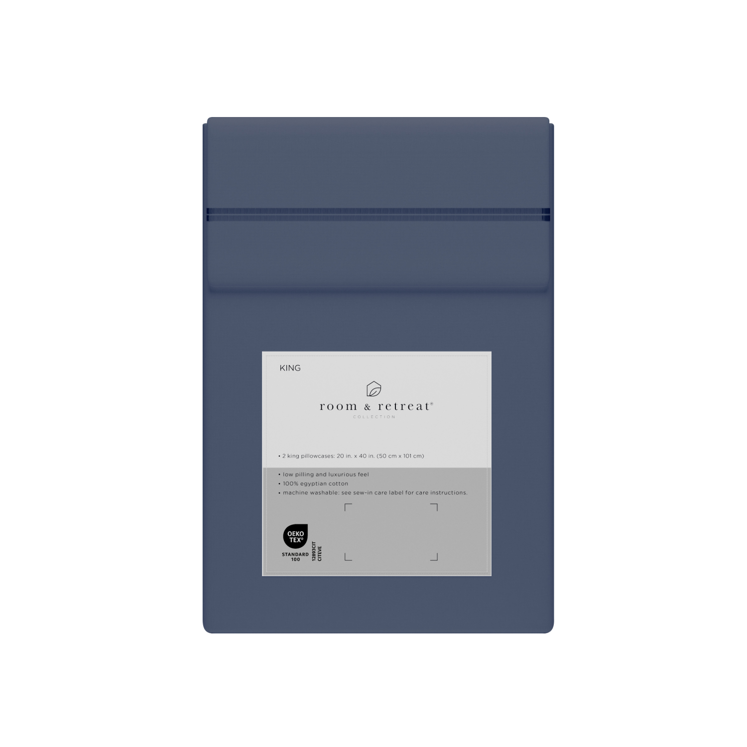 slide 3 of 4, ROOM & RETREAT RR 600 Thread Counts Pillowcase, King, 2 pc set, Vintage Indigo, 2 ct