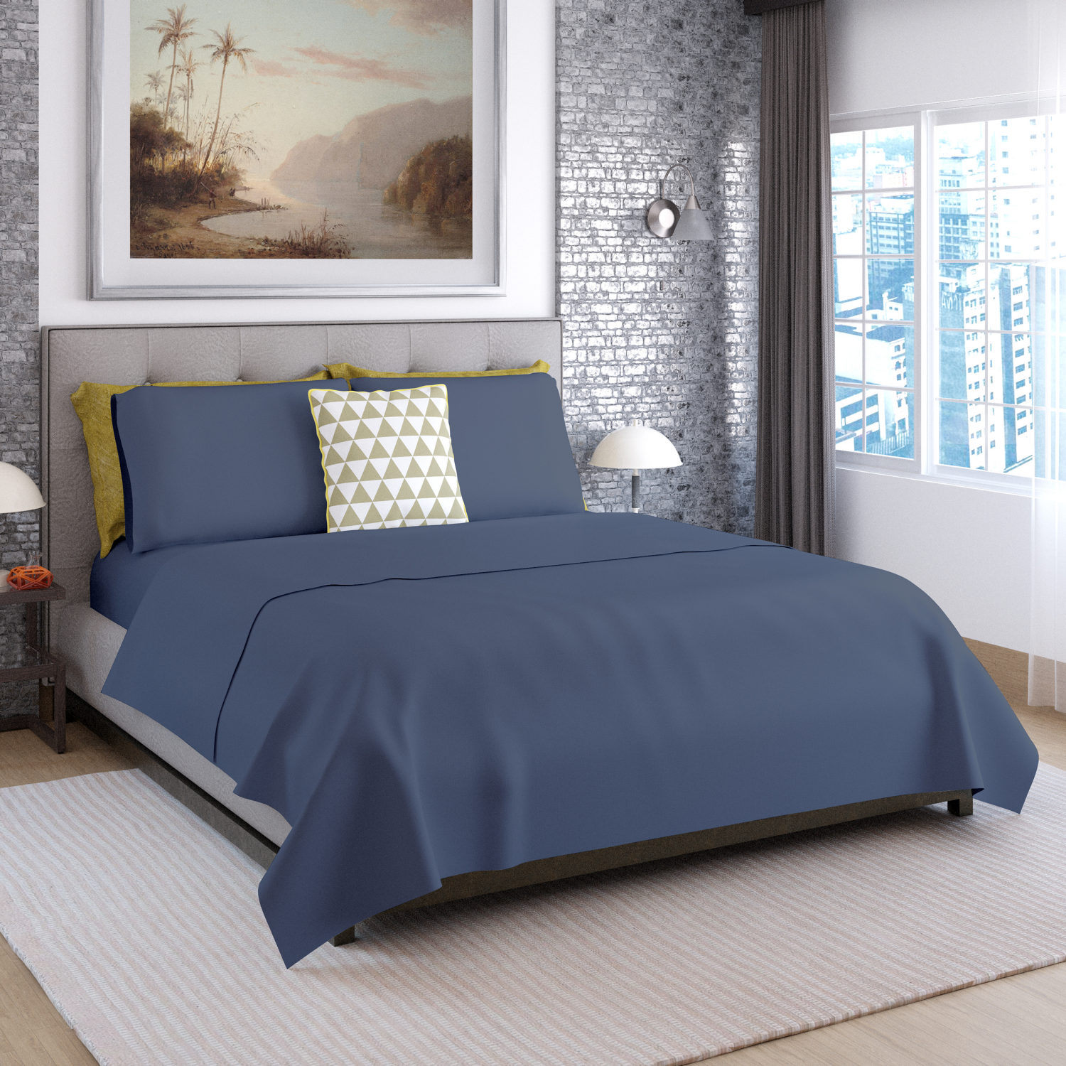 slide 4 of 4, ROOM & RETREAT RR 600 Thread Counts Pillowcase, King, 2 pc set, Vintage Indigo, 2 ct