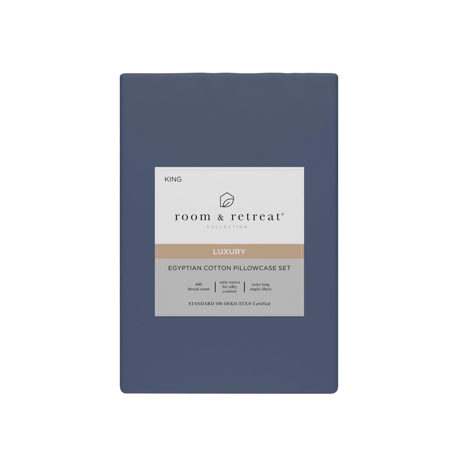 slide 1 of 4, ROOM & RETREAT RR 600 Thread Counts Pillowcase, King, 2 pc set, Vintage Indigo, 2 ct