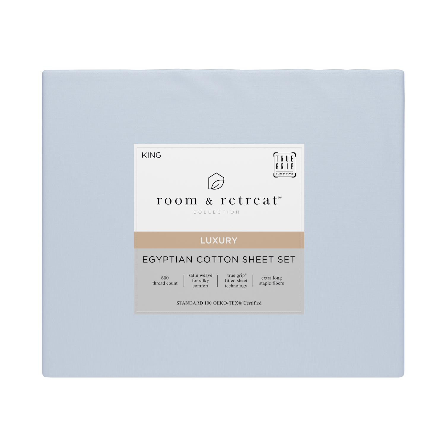 slide 1 of 4, ROOM & RETREAT RR 600 Thread Counts Sheet Set, King, 4 pc set, Misty Blue, 4 ct