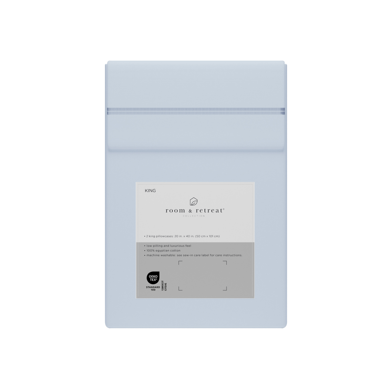 slide 3 of 4, ROOM & RETREAT RR 600 Thread Counts Pillowcase, King, 2 pc set, Misty Blue, 2 ct