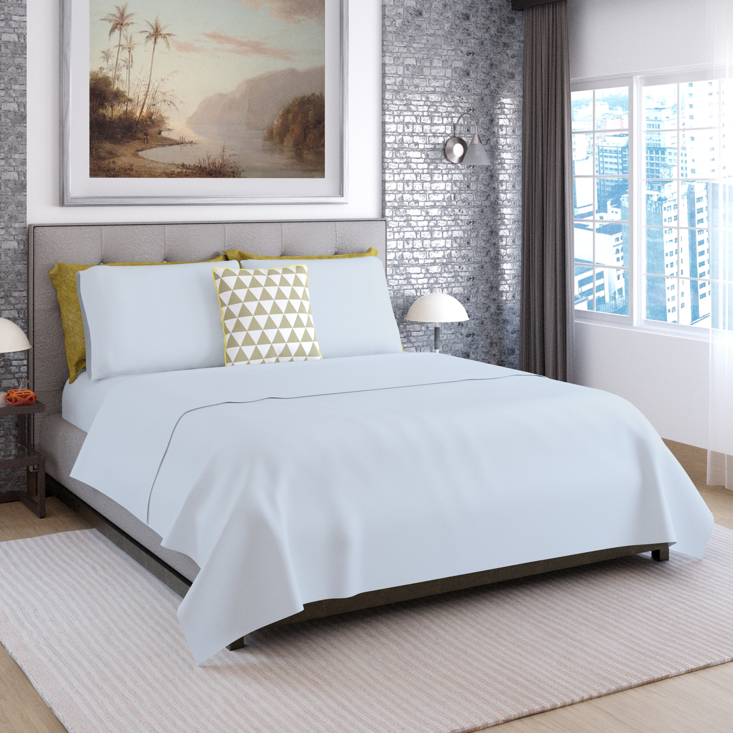 slide 4 of 4, ROOM & RETREAT RR 600 Thread Counts Pillowcase, King, 2 pc set, Misty Blue, 2 ct