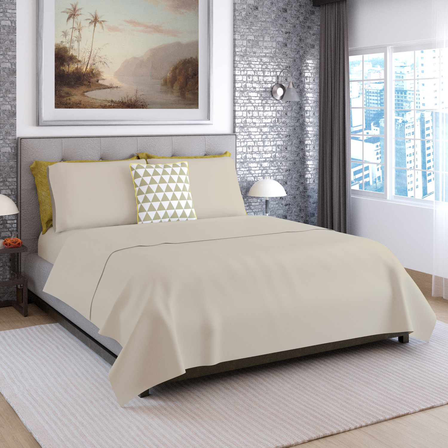 slide 4 of 4, ROOM & RETREAT RR 600 Thread Counts Sheet Set, Queen, 4 pc set, Tan, 4 ct