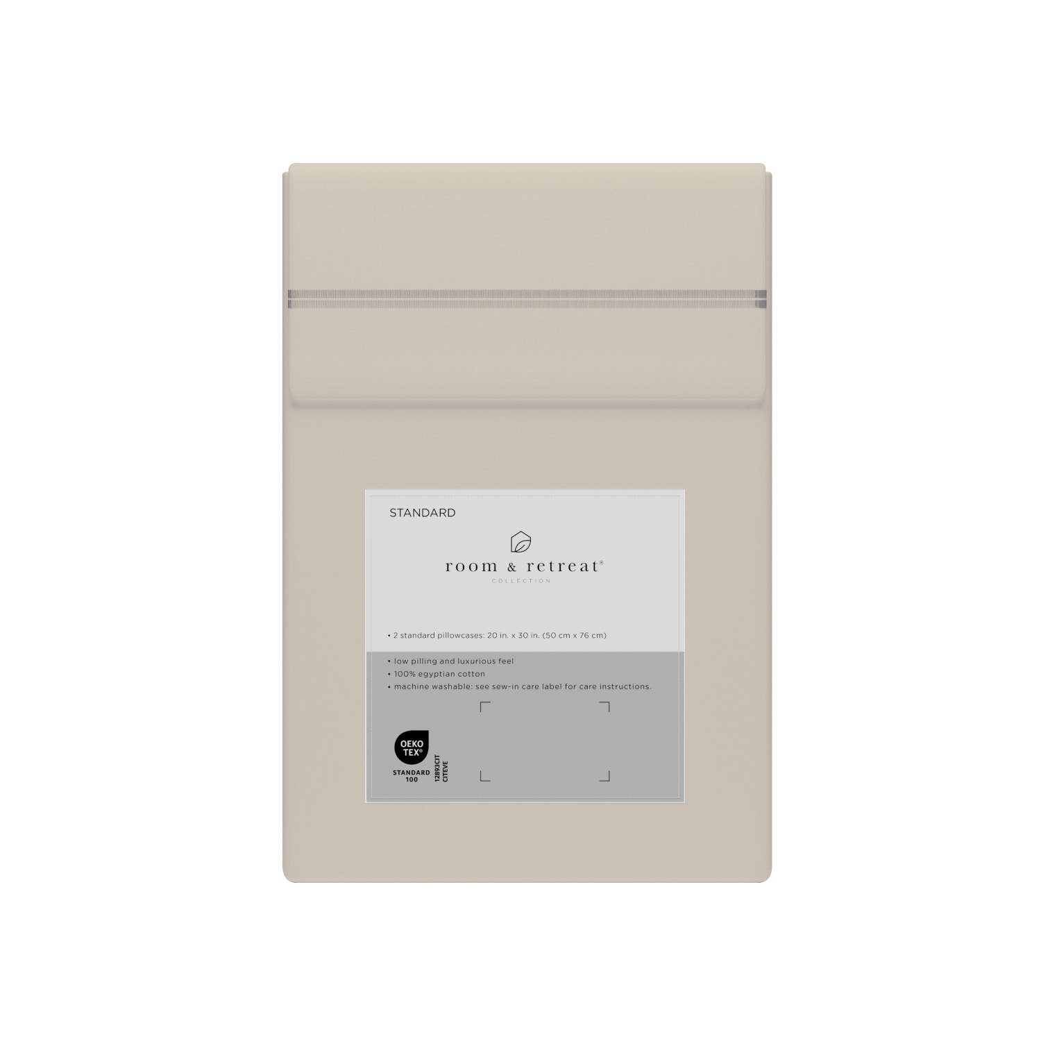 slide 3 of 4, ROOM & RETREAT RR 600 Thread Counts Pillowcase, Standard, 2 pc set, Tan, 2 ct