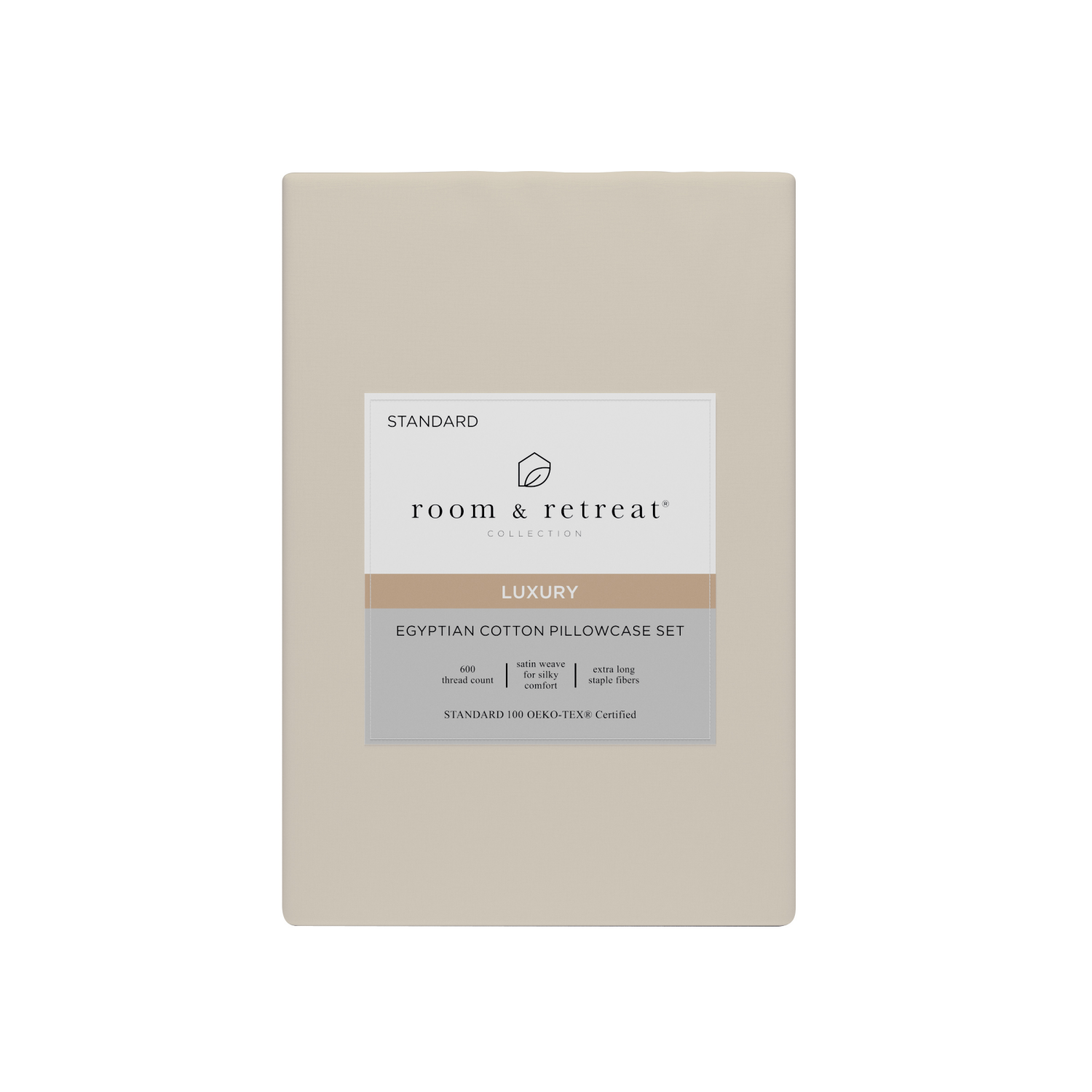 slide 1 of 4, ROOM & RETREAT RR 600 Thread Counts Pillowcase, Standard, 2 pc set, Tan, 2 ct