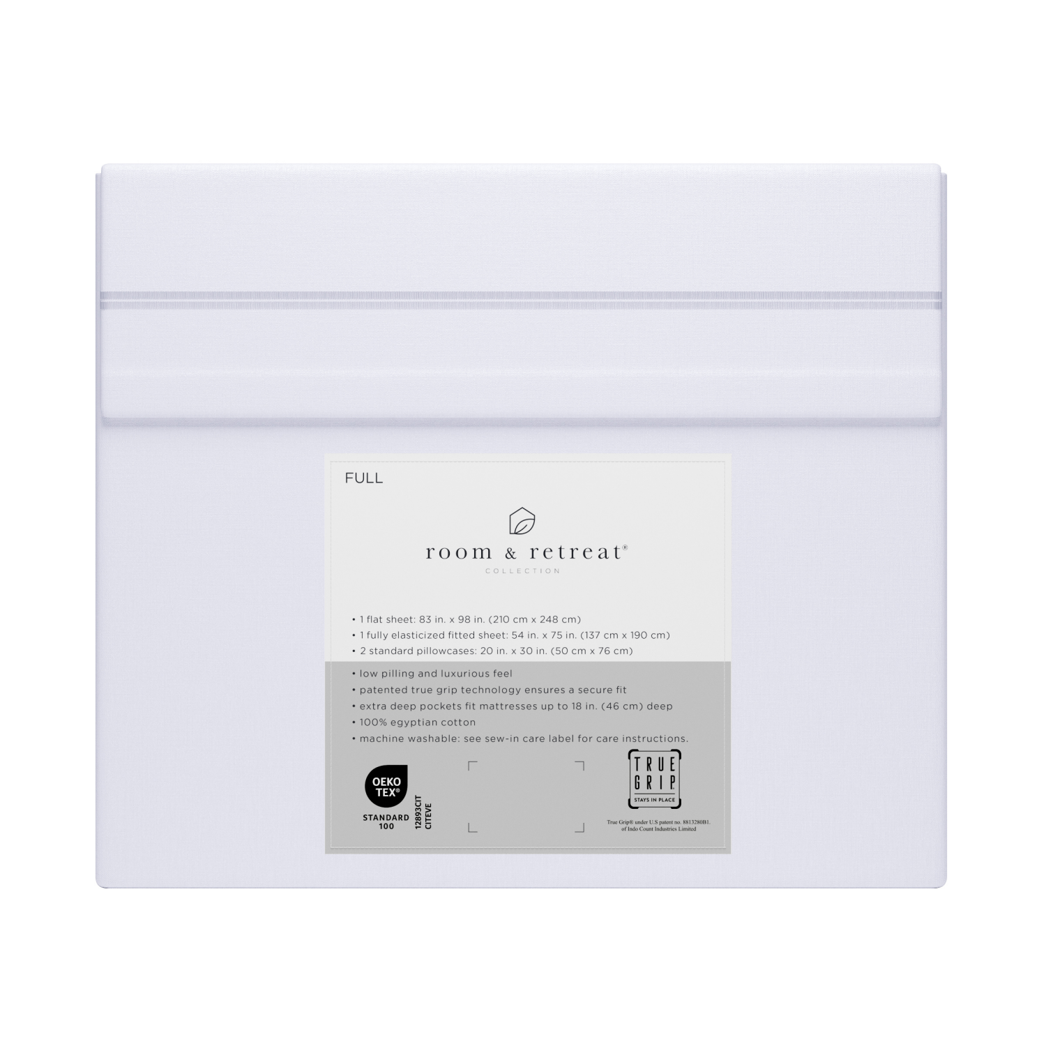 slide 3 of 4, ROOM & RETREAT RR 600 Thread Counts Sheet Set, Full, 4 pc set, Brilliant White, 4 ct